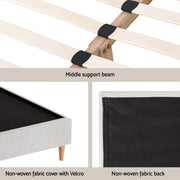 Artiss Queen Bed Frame Platform Bed Base Upholstered Headboard Linen Fabric Beige BFRAME-ZORA-RIVE-Q-GR