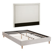 Artiss Queen Bed Frame Platform Bed Base Upholstered Headboard Linen Fabric Beige BFRAME-ZORA-RIVE-Q-GR