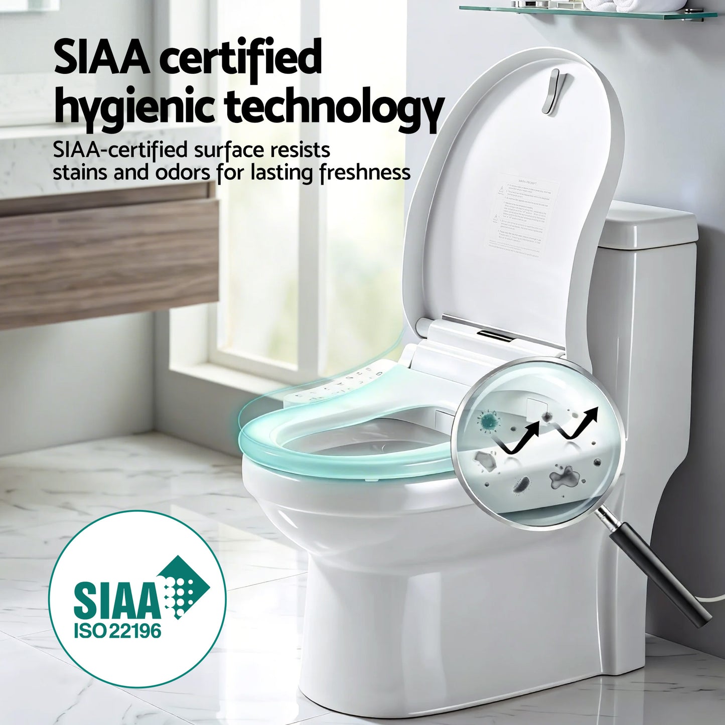 Cefito Smart Electric Bidet Toilet Seat Cover D-Shape SIAA Material Certified BIDET-ELEC-370D-WH