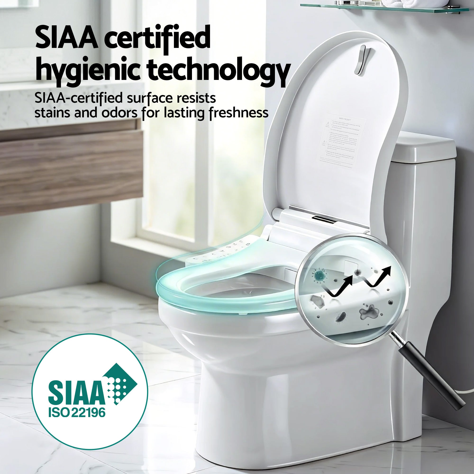 Cefito Smart Electric Bidet Toilet Seat Cover D-Shape SIAA Material Certified BIDET-ELEC-370D-WH