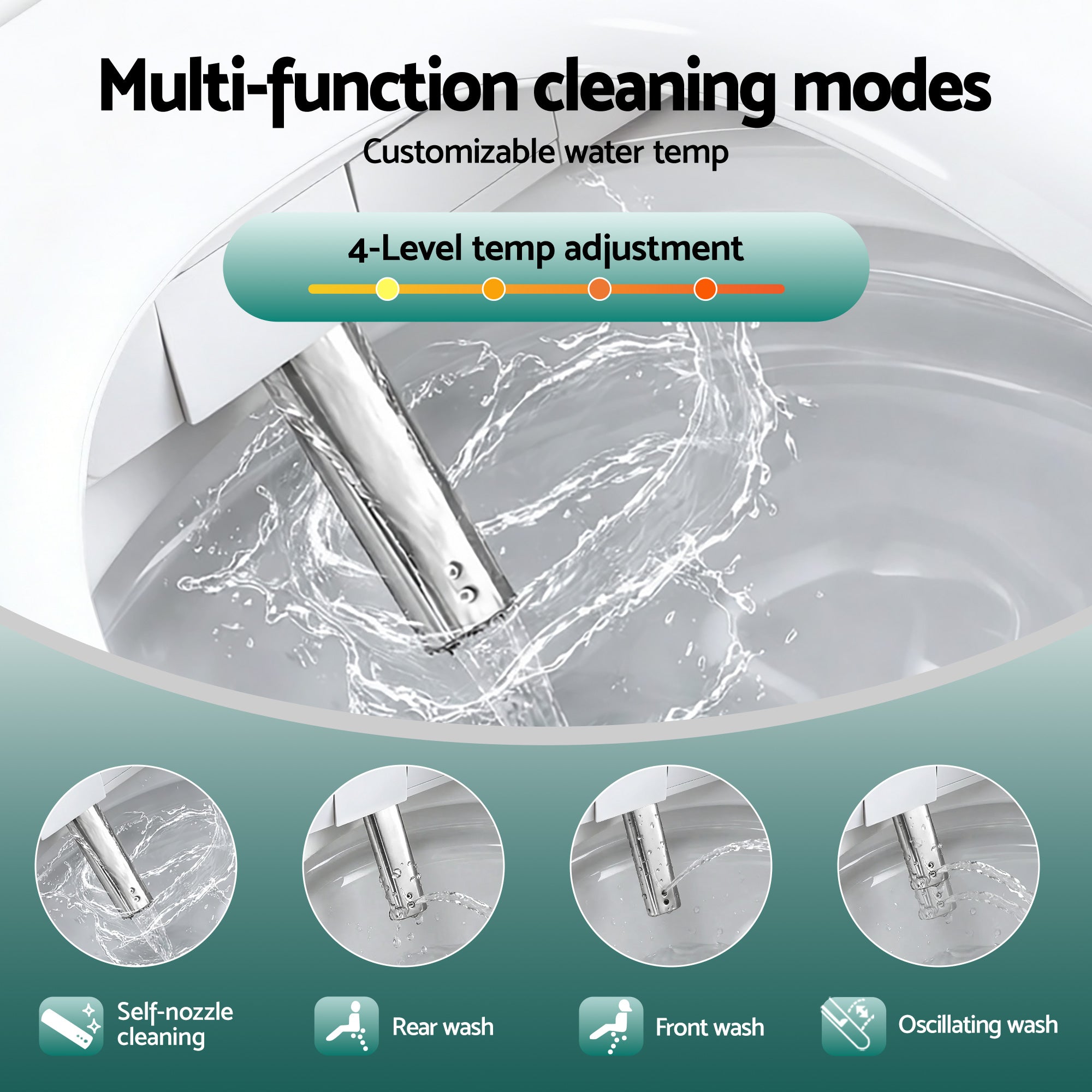 Cefito Smart Electric Bidet Toilet Seat Cover D-Shape SIAA Material Certified BIDET-ELEC-370D-WH