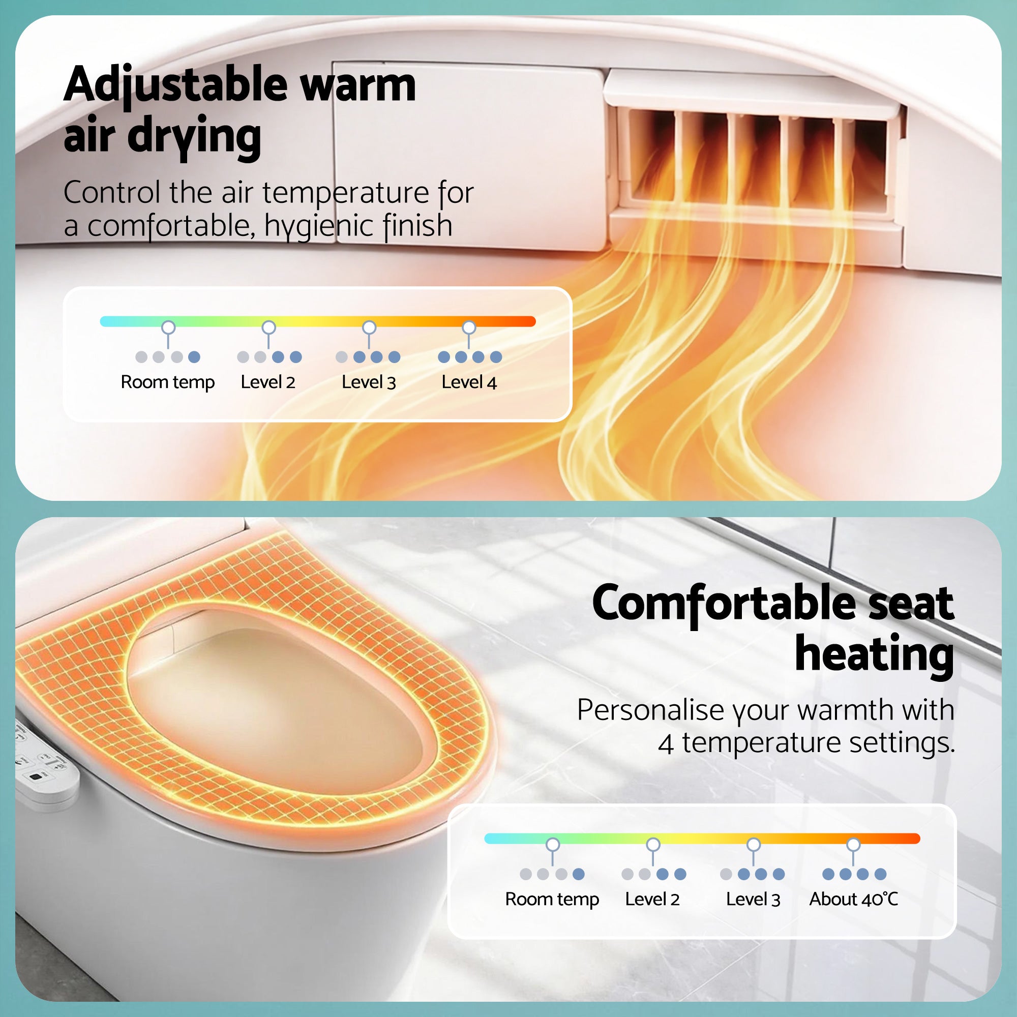 Cefito Smart Electric Bidet Toilet Seat Cover D-Shape SIAA Material Certified BIDET-ELEC-370D-WH