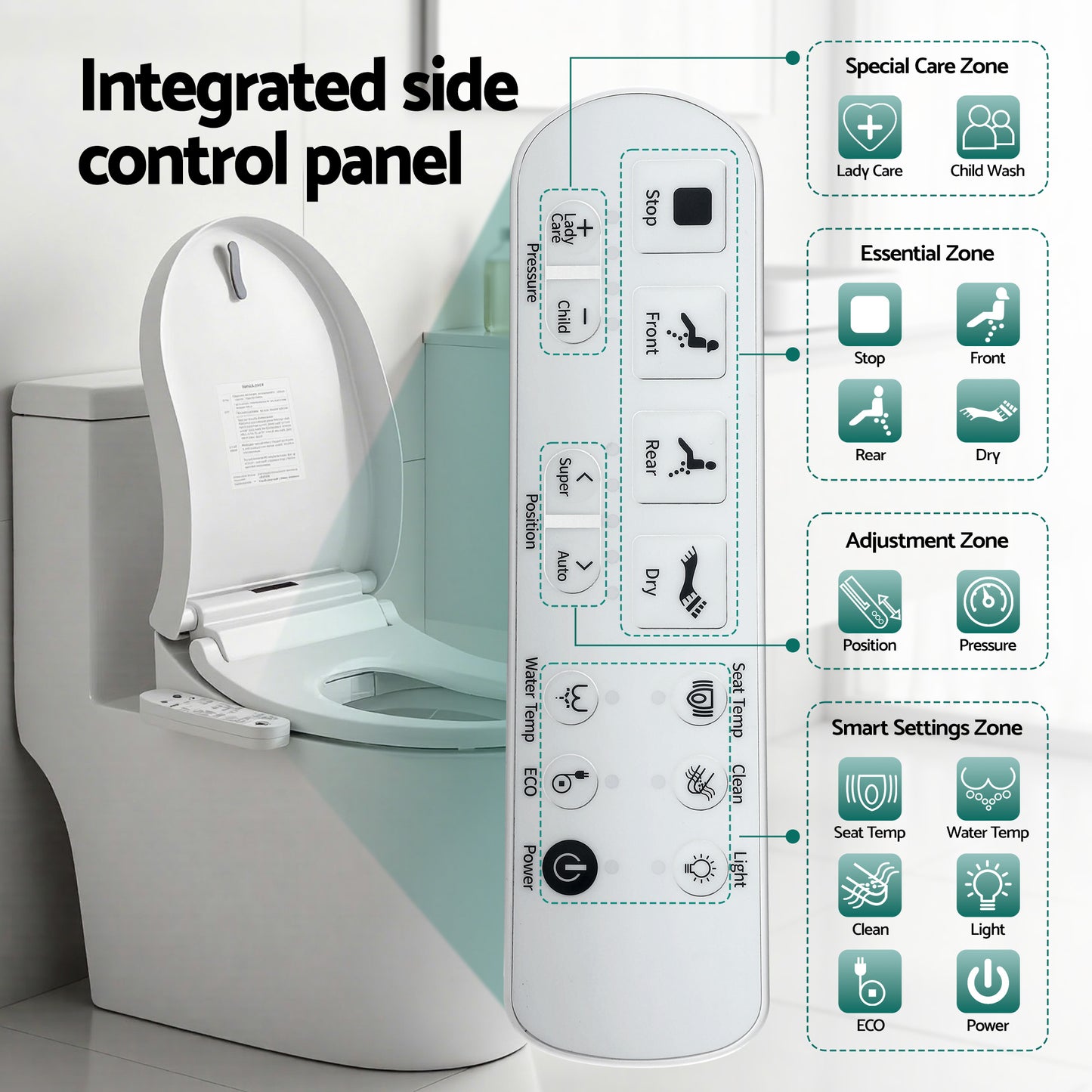 Cefito Smart Electric Bidet Toilet Seat Cover D-Shape SIAA Material Certified BIDET-ELEC-370D-WH
