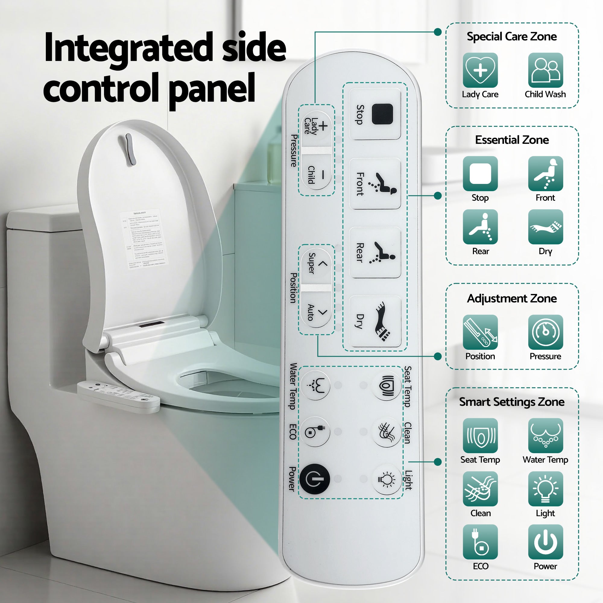 Cefito Smart Electric Bidet Toilet Seat Cover D-Shape SIAA Material Certified BIDET-ELEC-370D-WH