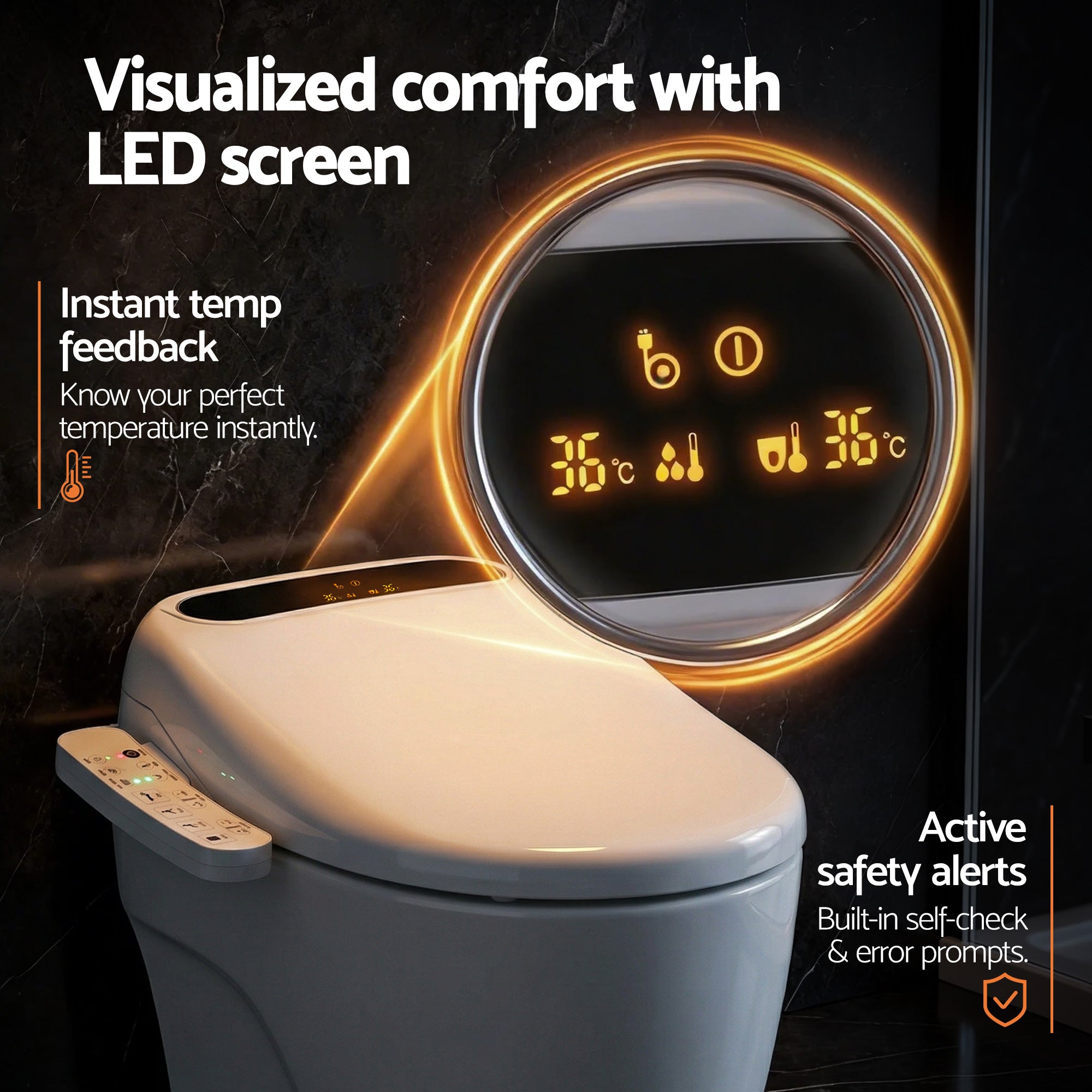 Cefito Smart Electric Bidet Toilet Seat LED Display Heated Dryer WaterMark BIDET-ELEC-371D-WH