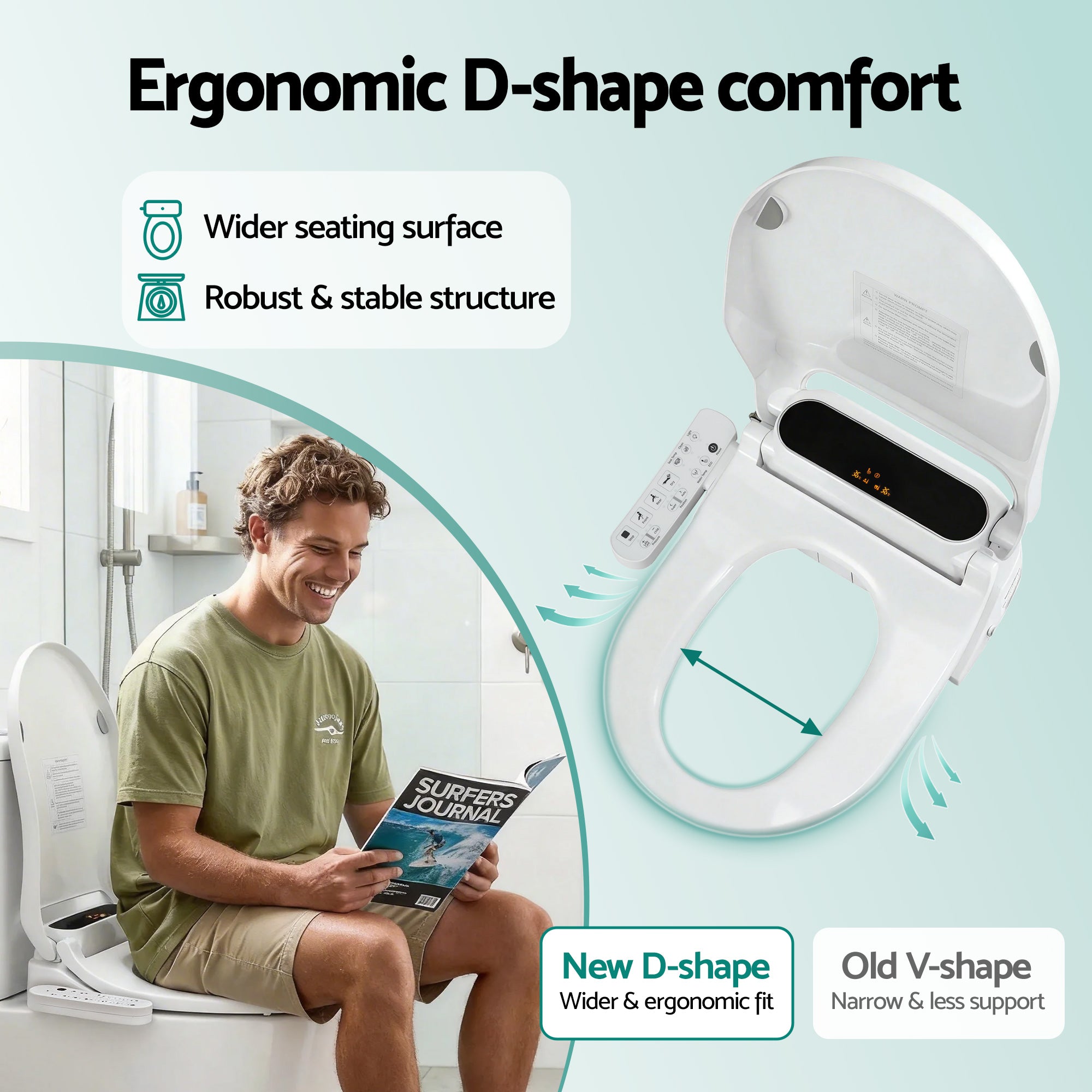 Cefito Smart Electric Bidet Toilet Seat LED Display Heated Dryer WaterMark BIDET-ELEC-371D-WH