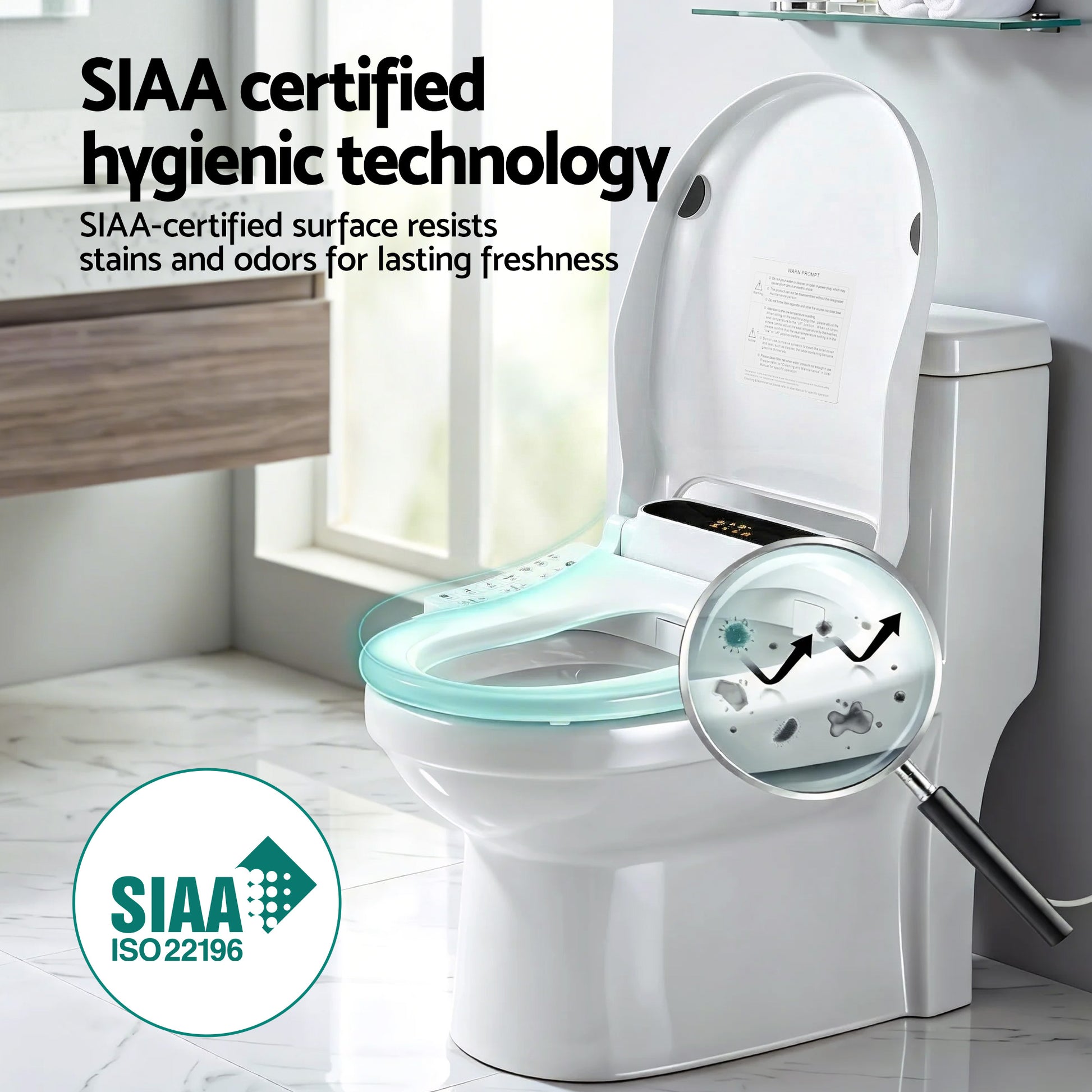 Cefito Smart Electric Bidet Toilet Seat LED Display Heated Dryer WaterMark BIDET-ELEC-371D-WH