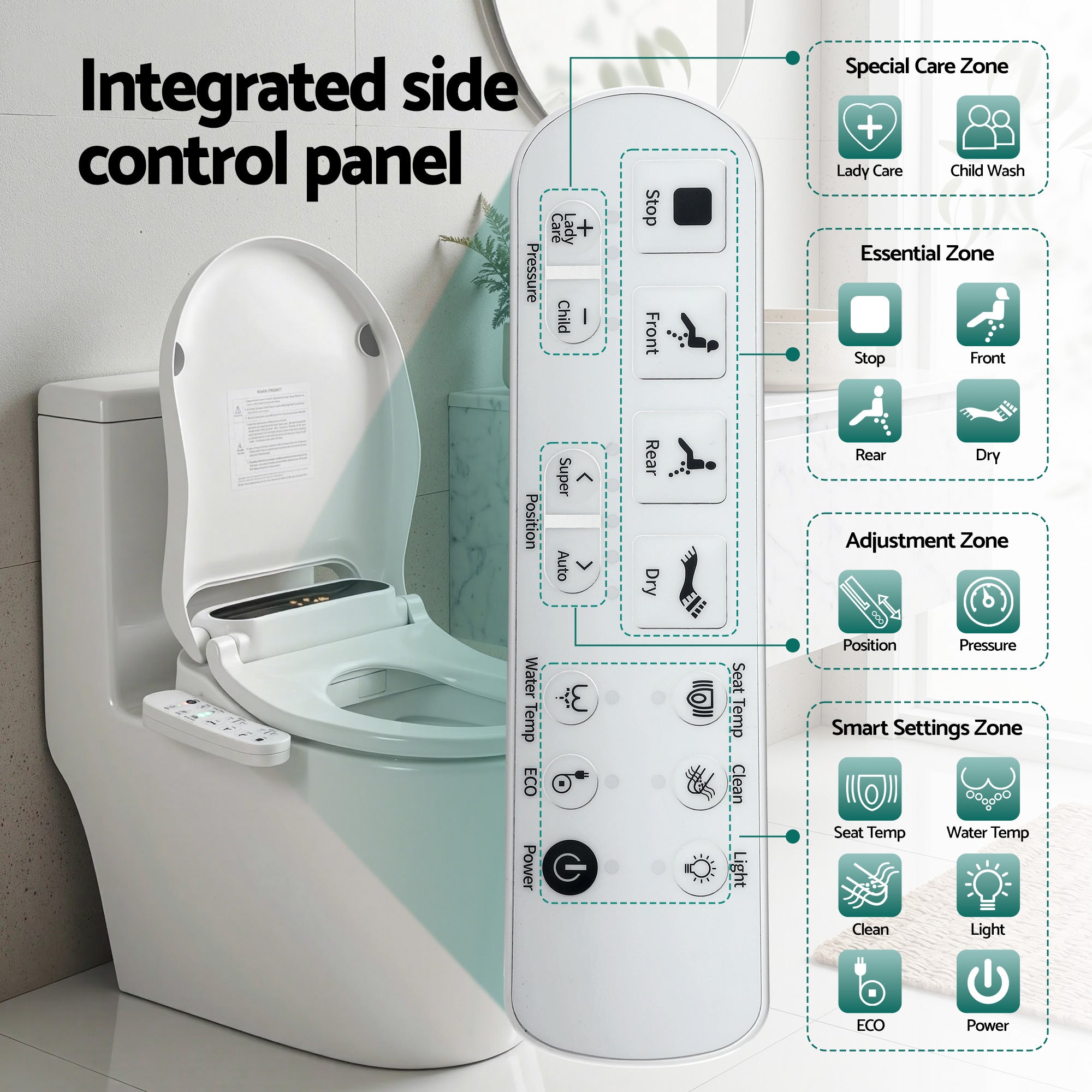Cefito Smart Electric Bidet Toilet Seat LED Display Heated Dryer WaterMark BIDET-ELEC-371D-WH