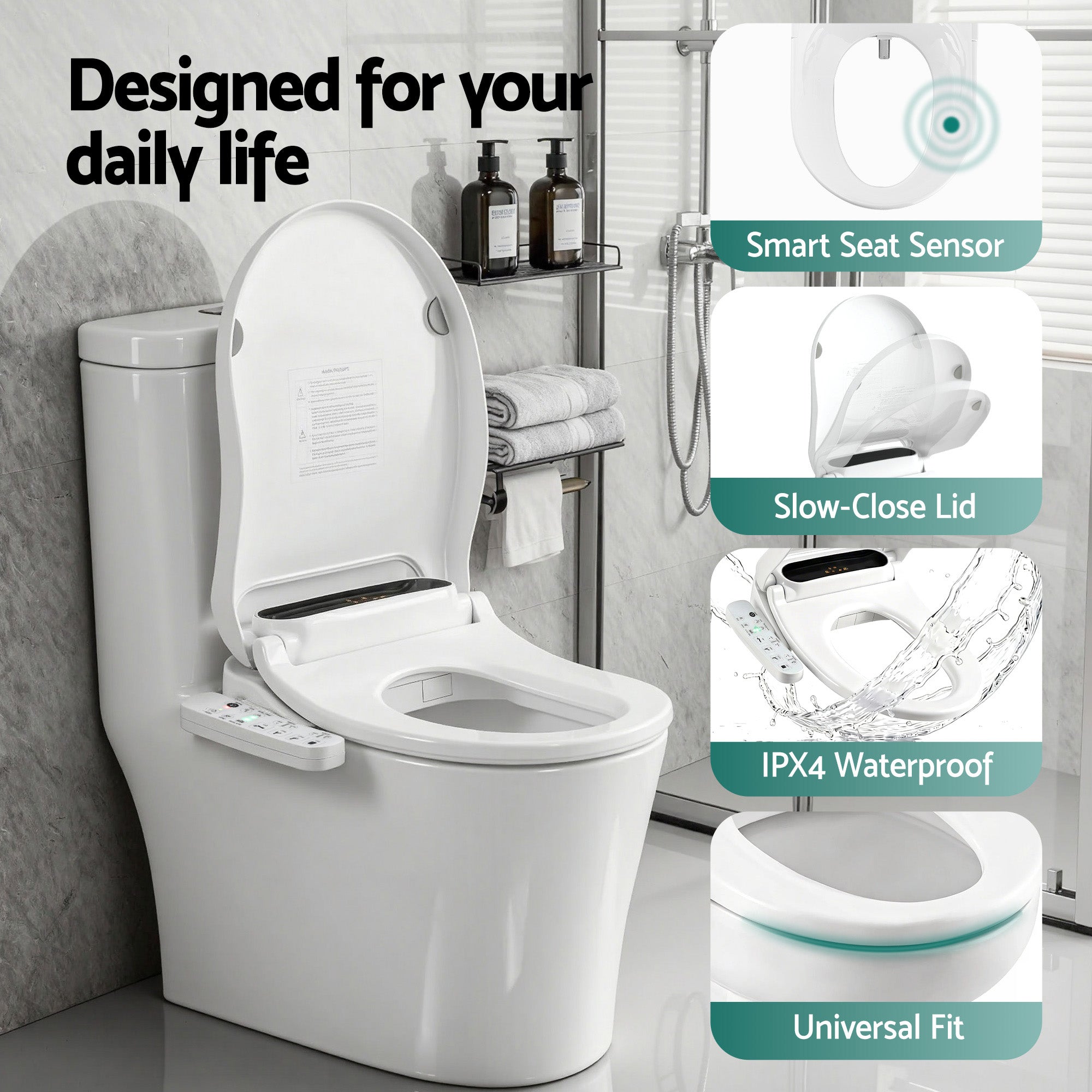 Cefito Smart Electric Bidet Toilet Seat LED Display Heated Dryer WaterMark BIDET-ELEC-371D-WH