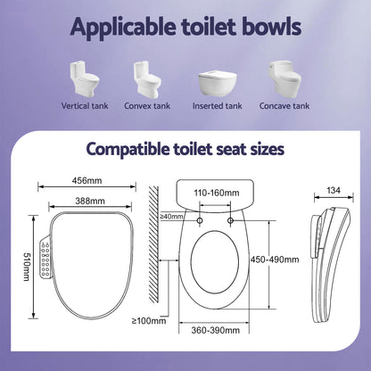 Cefito Electric Bidet Toilet Seat Cover Heated Warm Water Dryer LED Night Light BIDET-ELEC-629G-WH