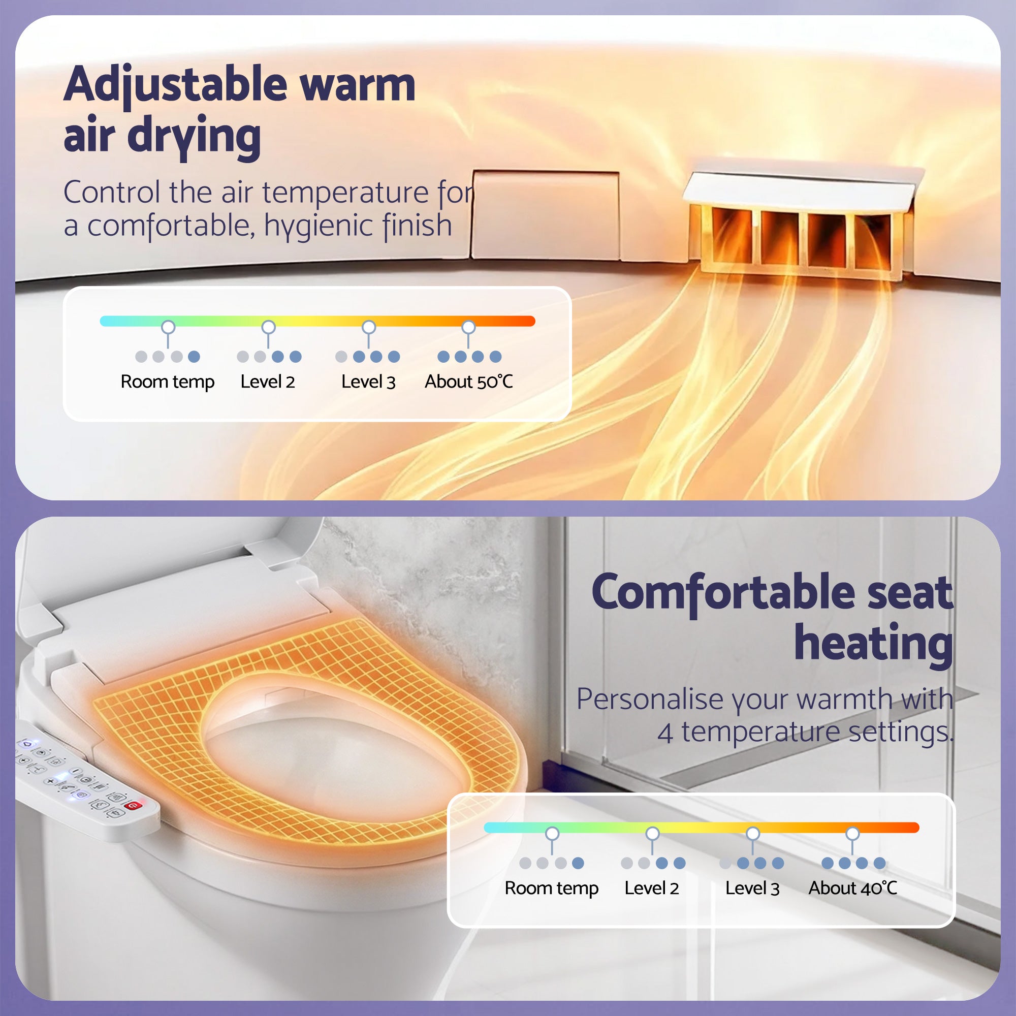Cefito Electric Bidet Toilet Seat Cover Heated Warm Water Dryer LED Night Light BIDET-ELEC-629G-WH