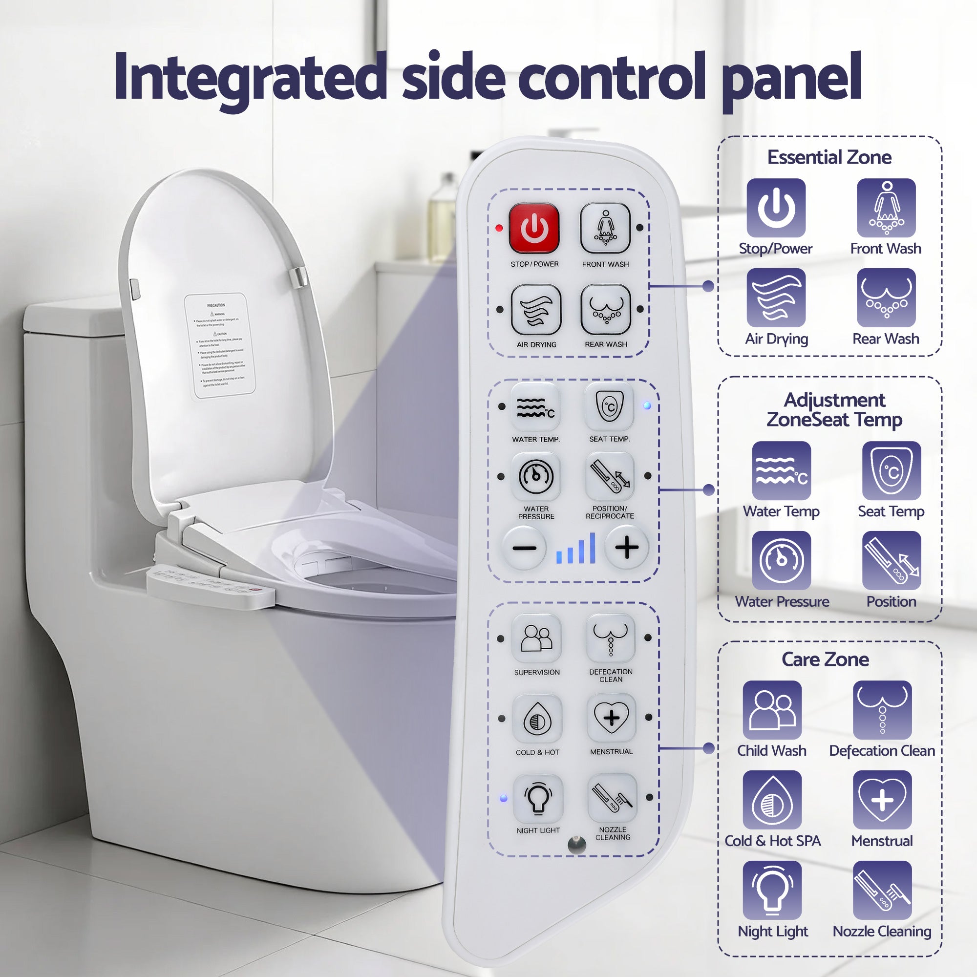 Cefito Electric Bidet Toilet Seat Cover Heated Warm Water Dryer LED Night Light BIDET-ELEC-629G-WH