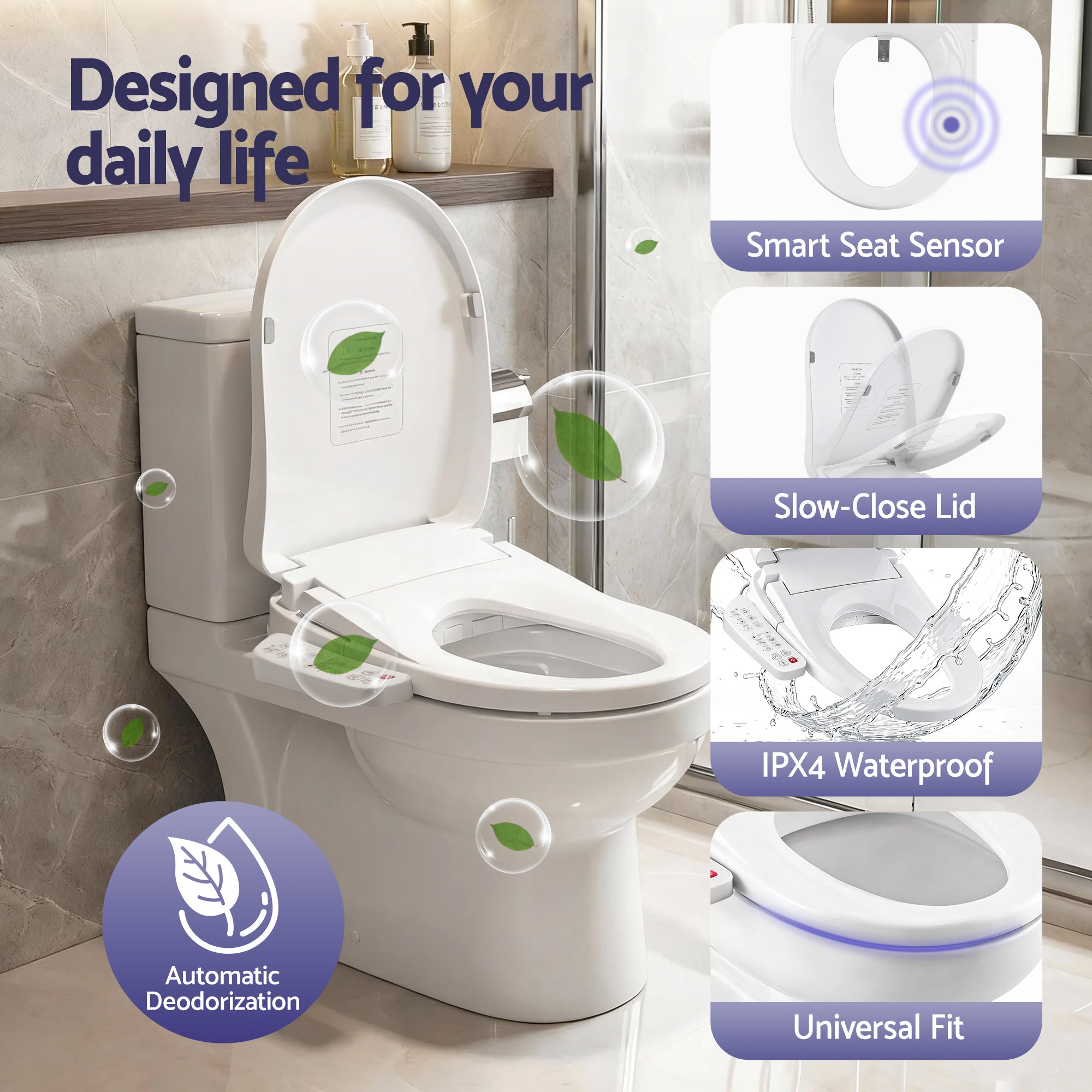 Cefito Electric Bidet Toilet Seat Cover Heated Warm Water Dryer LED Night Light BIDET-ELEC-629G-WH