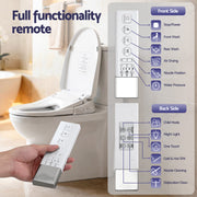 Cefito Smart Electric Bidet Toilet Seat Wireless Remote Heated Dryer Auto Wash BIDET-ELEC-659G-WH