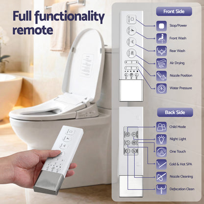 Cefito Smart Electric Bidet Toilet Seat Wireless Remote Heated Dryer Auto Wash BIDET-ELEC-659G-WH