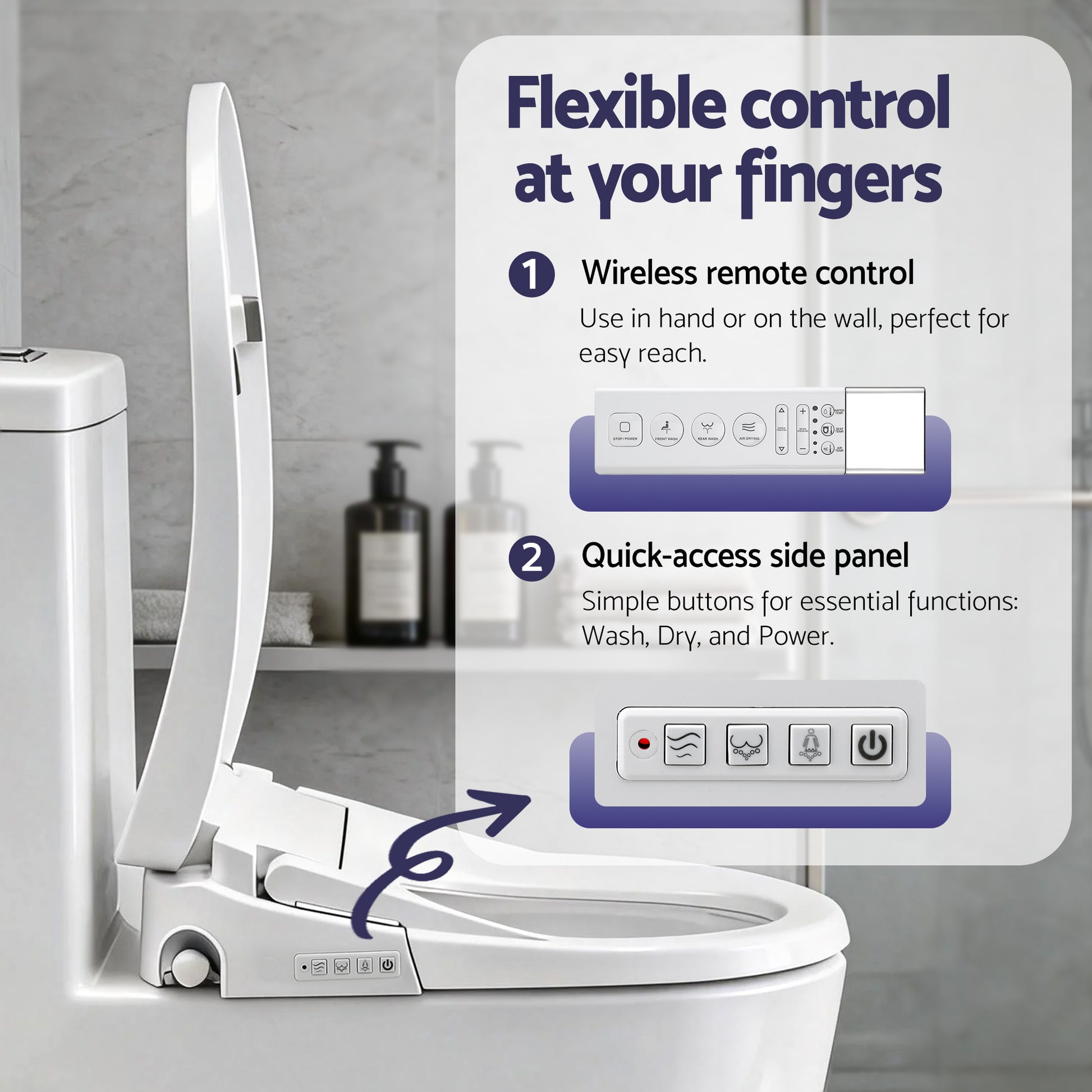 Cefito Smart Electric Bidet Toilet Seat Wireless Remote Heated Dryer Auto Wash BIDET-ELEC-659G-WH