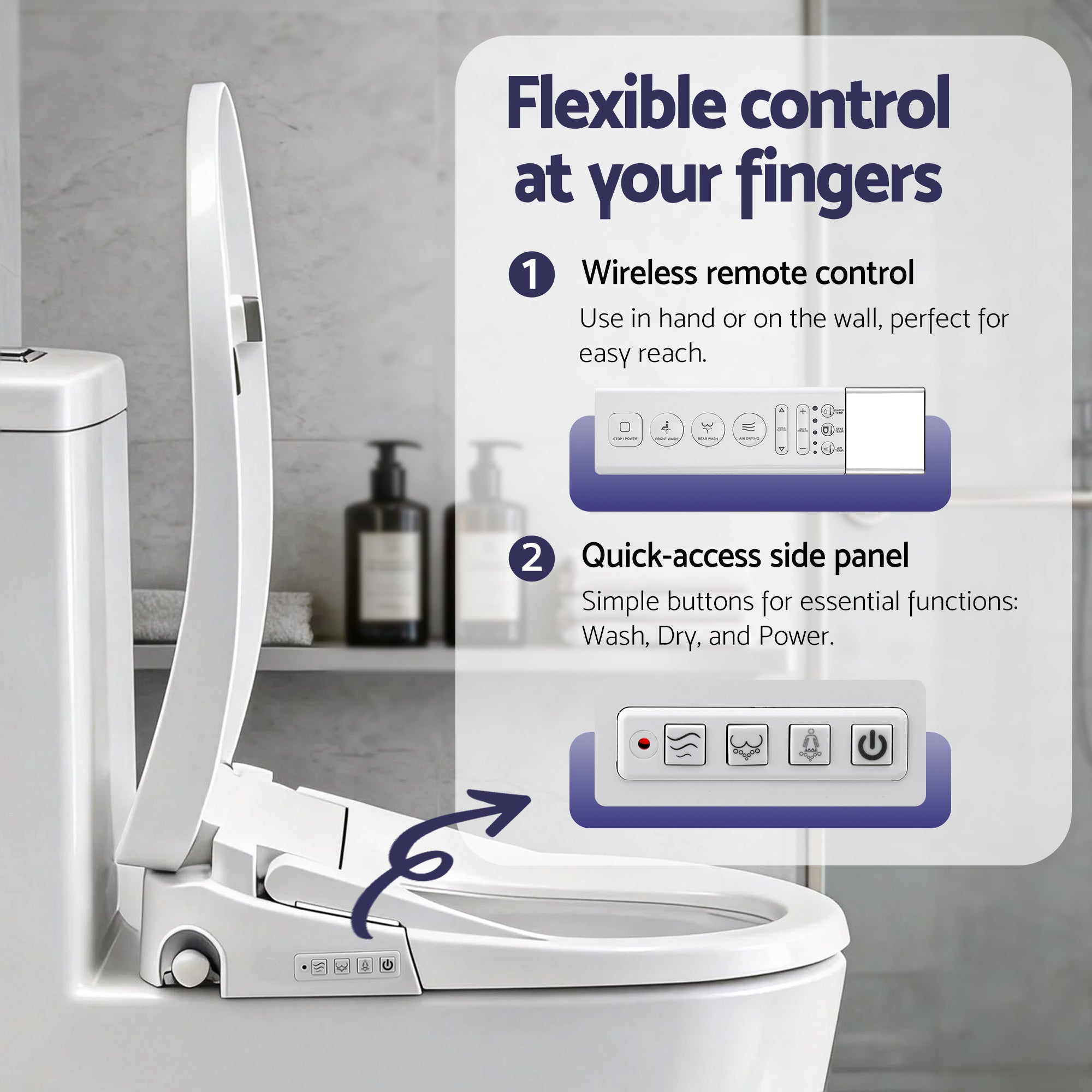 Cefito Smart Electric Bidet Toilet Seat Wireless Remote Heated Dryer Auto Wash BIDET-ELEC-659G-WH