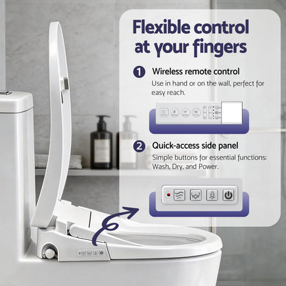 Cefito Smart Electric Bidet Toilet Seat Wireless Remote Heated Dryer Auto Wash BIDET-ELEC-659G-WH