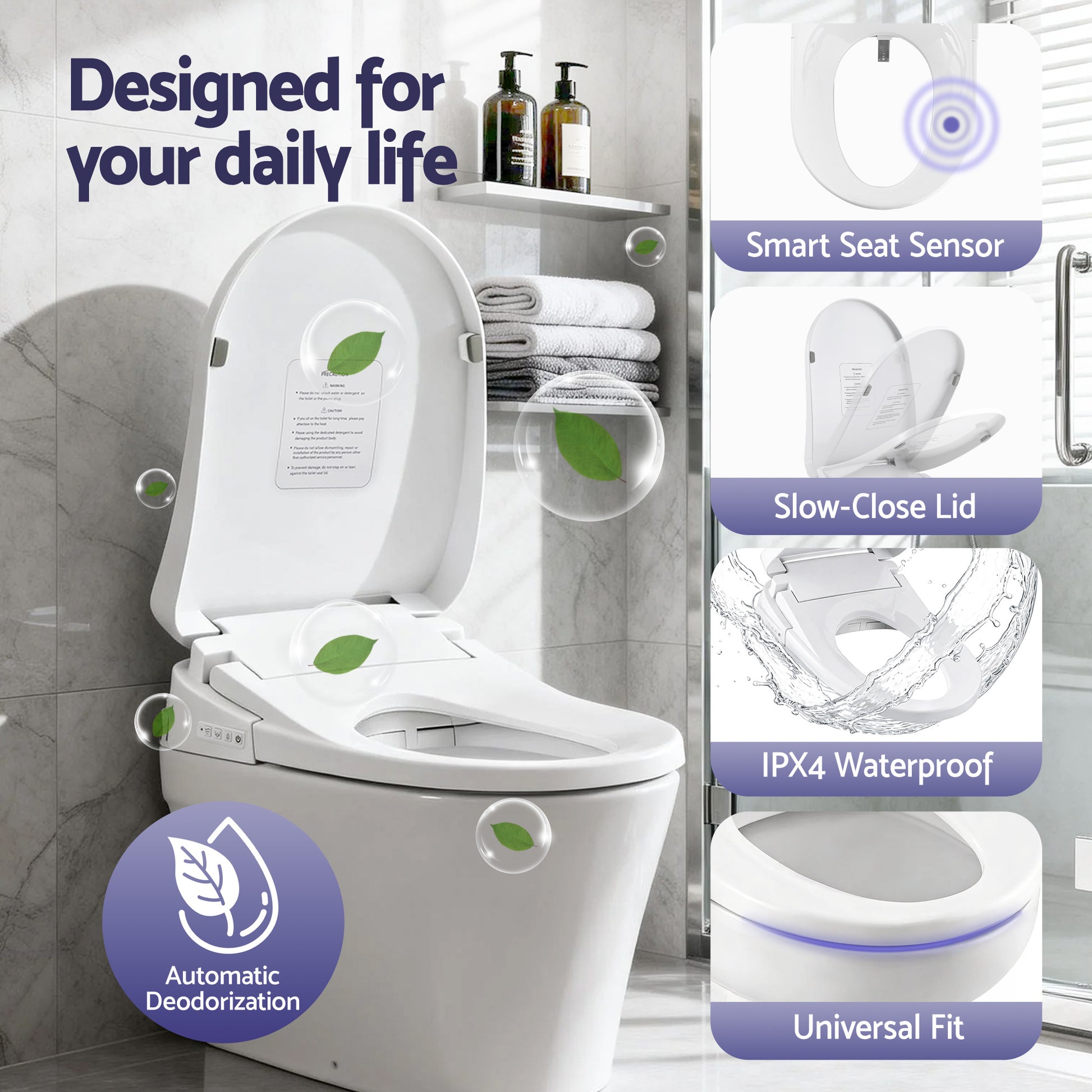 Cefito Smart Electric Bidet Toilet Seat Wireless Remote Heated Dryer Auto Wash BIDET-ELEC-659G-WH