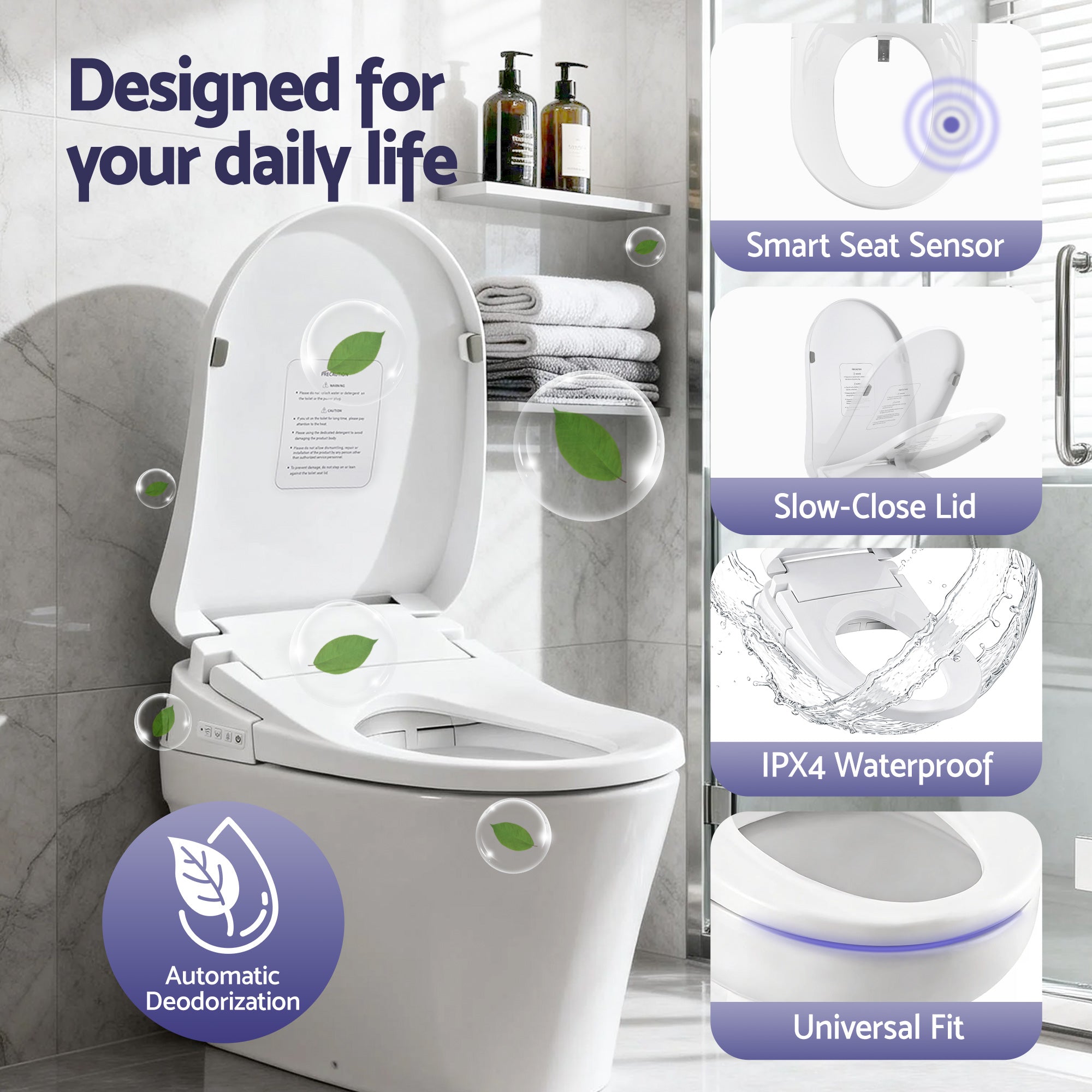 Cefito Smart Electric Bidet Toilet Seat Wireless Remote Heated Dryer Auto Wash BIDET-ELEC-659G-WH