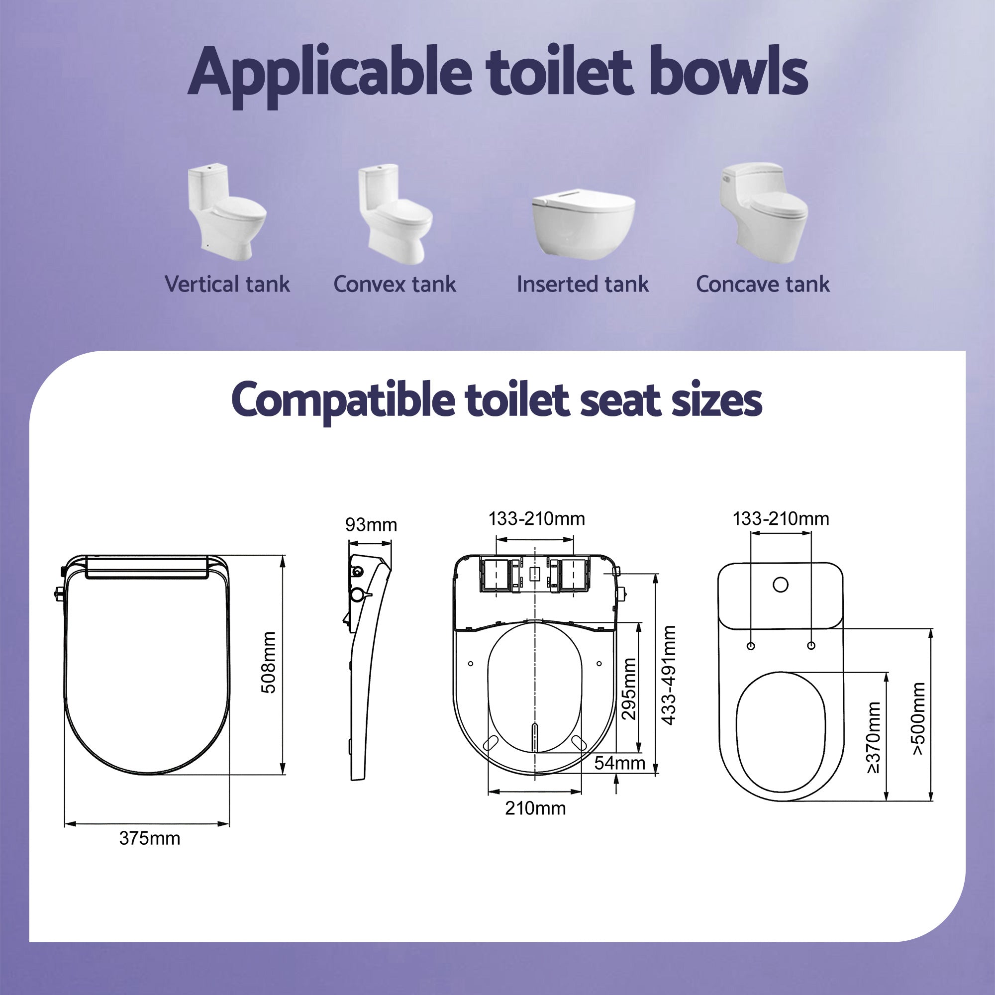 Cefito Electric Bidet Toilet Seat Washing Without Power Heated D-Shape Air Dryer BIDET-ELEC-S003-WH