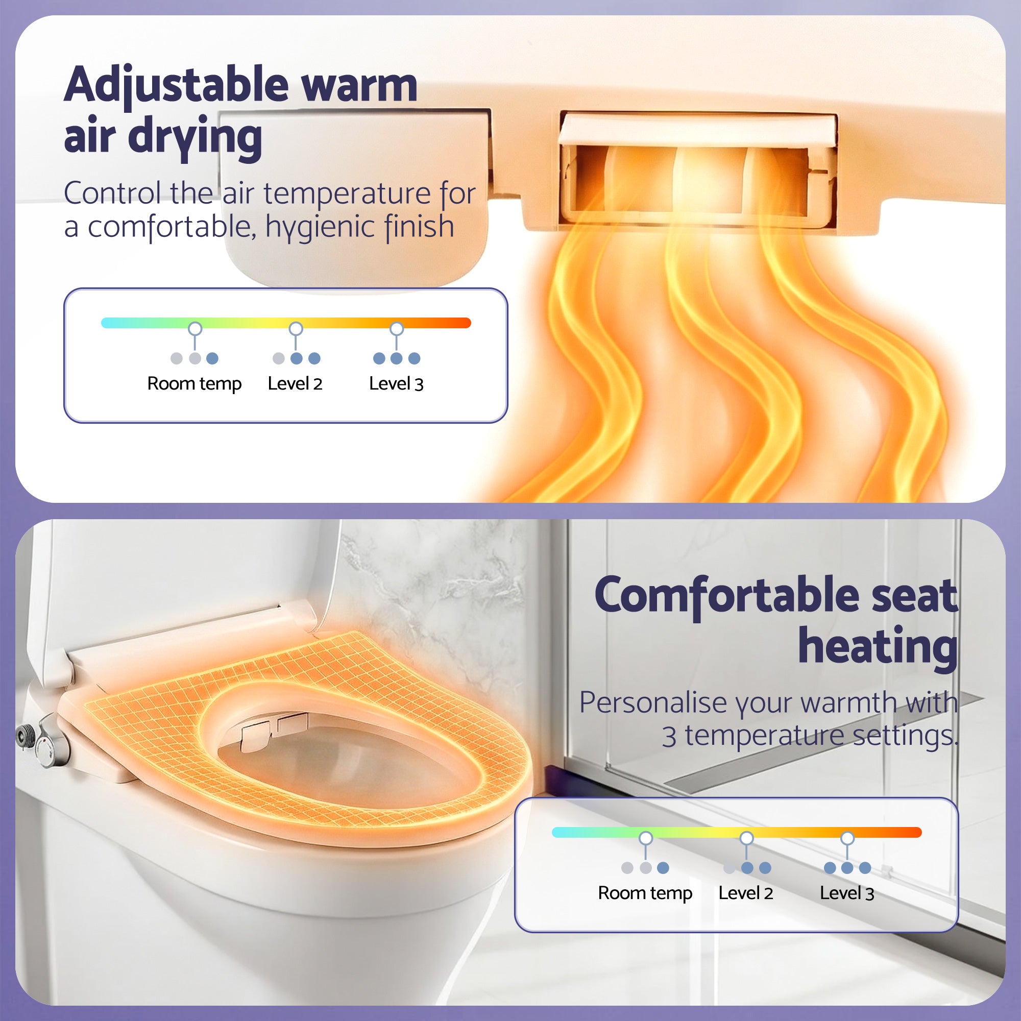 Cefito Electric Bidet Toilet Seat Washing Without Power Heated D-Shape Air Dryer BIDET-ELEC-S003-WH
