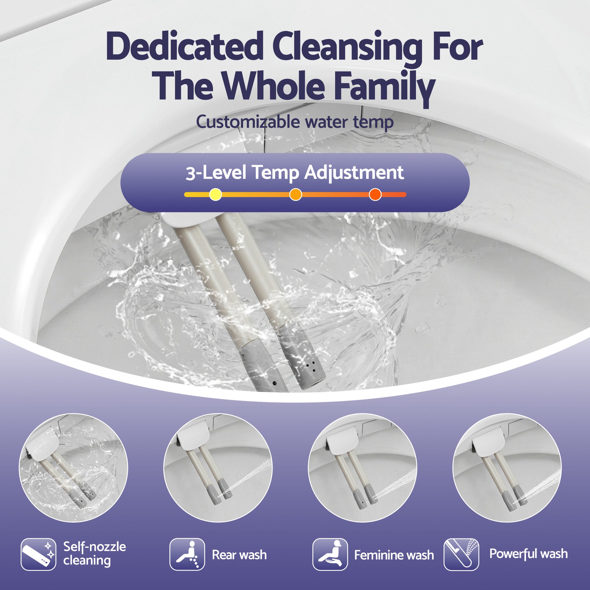 Cefito Electric Bidet Toilet Seat Washing Without Power Heated D-Shape Air Dryer BIDET-ELEC-S003-WH