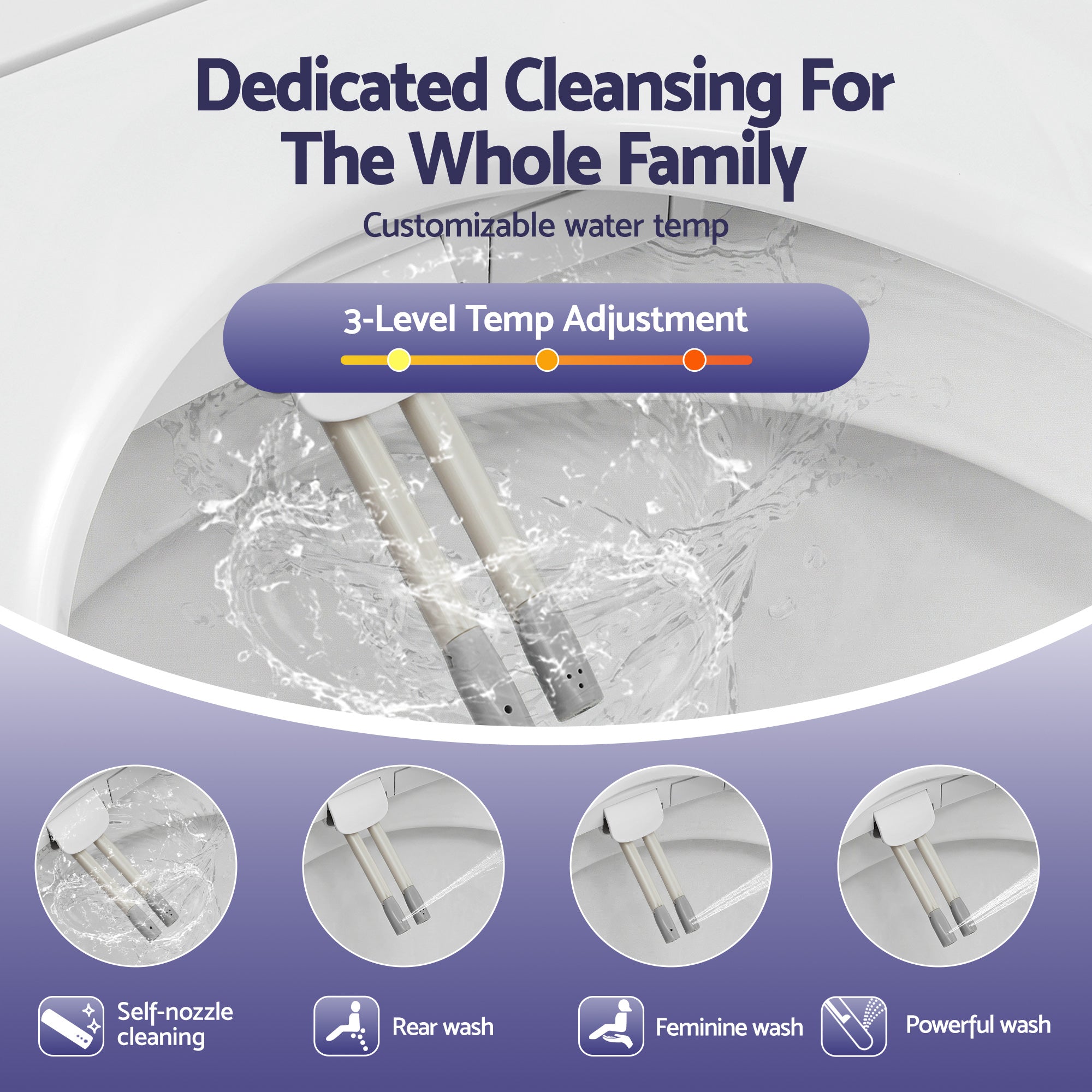 Cefito Electric Bidet Toilet Seat Washing Without Power Heated D-Shape Air Dryer BIDET-ELEC-S003-WH