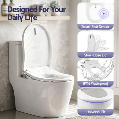 Cefito Electric Bidet Toilet Seat Washing Without Power Heated D-Shape Air Dryer BIDET-ELEC-S003-WH