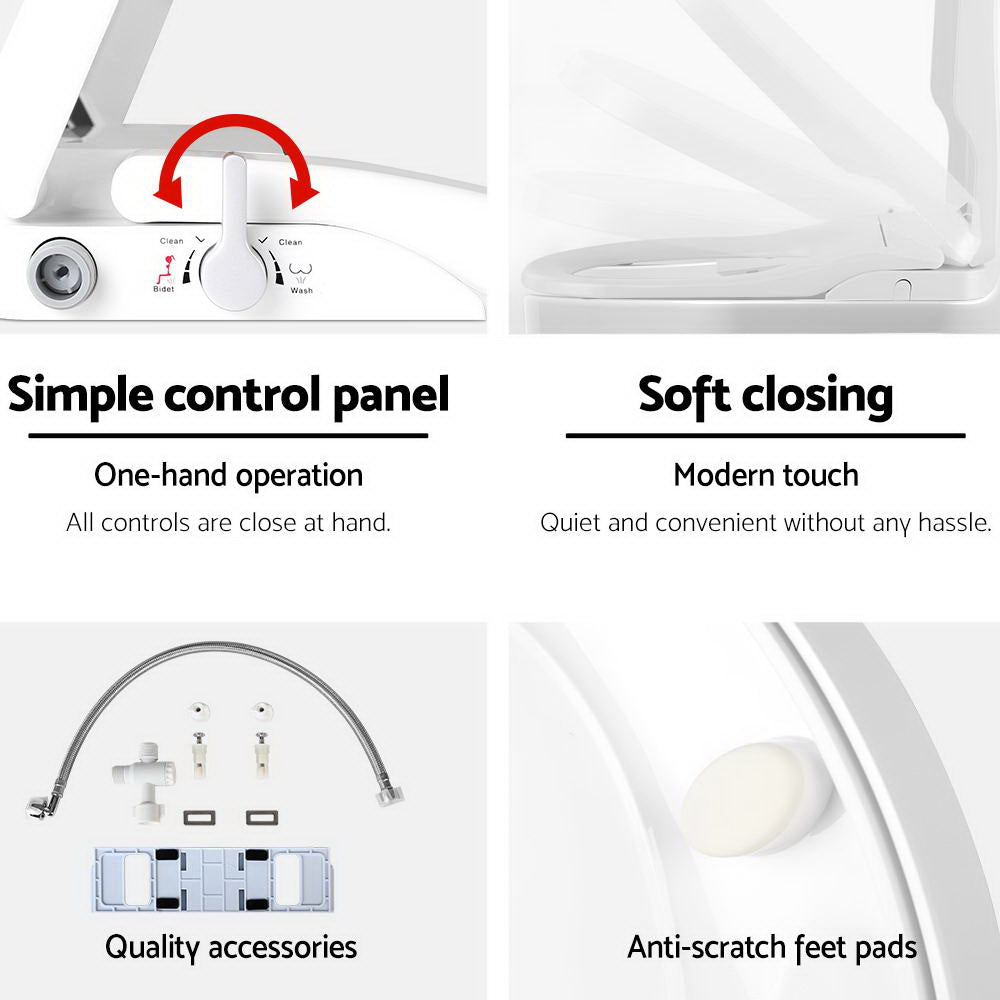 Cefito Non Electric Bidet Toilet Seat Cover Auto Smart Water Wash Dry BIDET-N-ELEC-04-WH