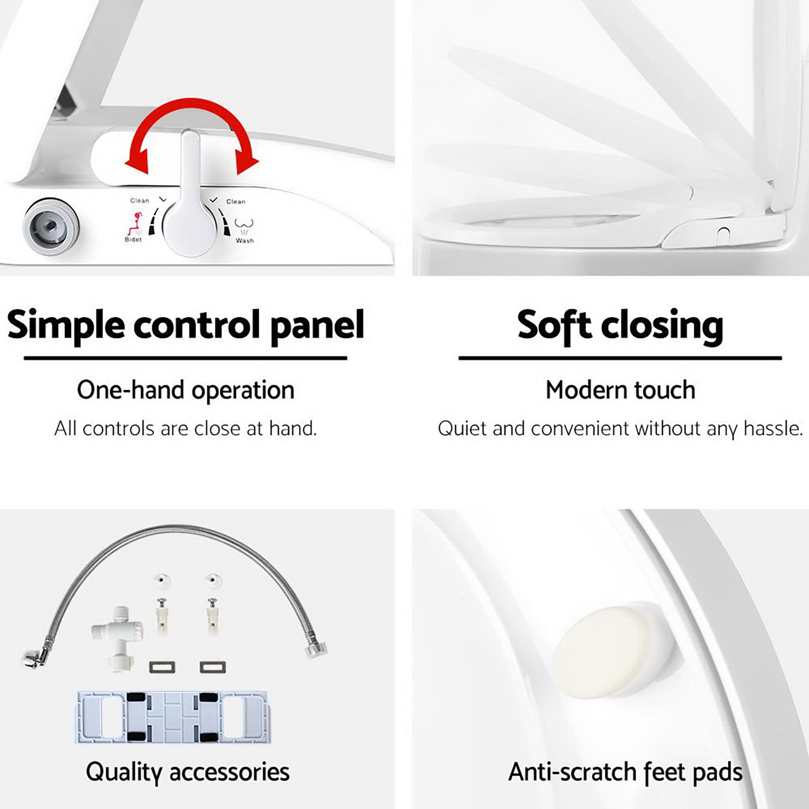 Cefito Non Electric Bidet Toilet Seat Cover Auto Water Spray Wash Knob Control BIDET-N-ELEC-08-WH
