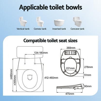 Cefito Non Electric Bidet Toilet Seat O-Shape Dual Nozzle Soft Close WaterMark DIY BIDET-N-ELEC-A106-WH