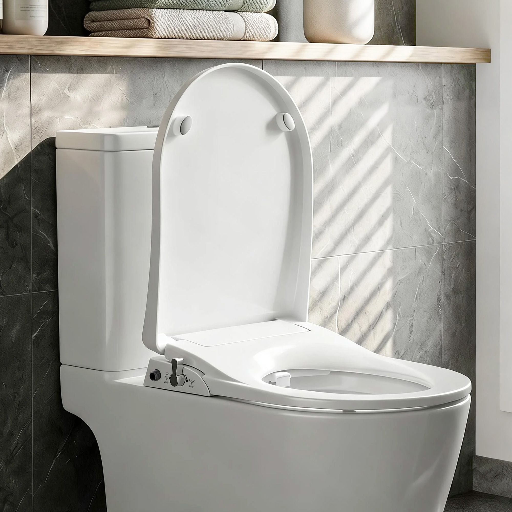 Cefito Non Electric Bidet Toilet Seat D-Shape Dual Nozzle Soft Close WaterMark DIY BIDET-N-ELEC-A108-WH