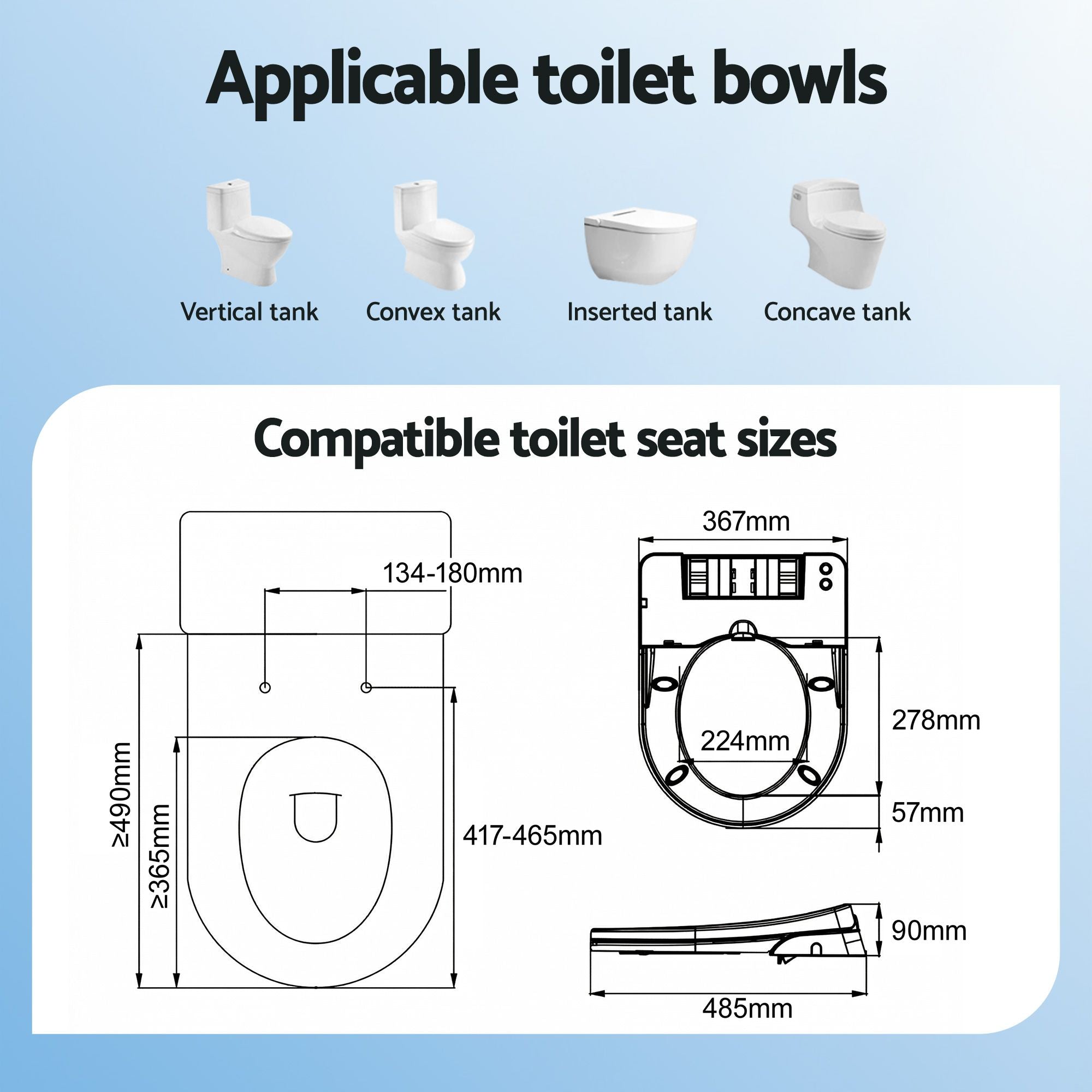 Cefito Non Electric Bidet Toilet Seat D-Shape Dual Nozzle Soft Close WaterMark DIY BIDET-N-ELEC-A108-WH