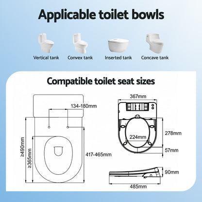 Cefito Non Electric Bidet Toilet Seat D-Shape Dual Nozzle Soft Close WaterMark DIY BIDET-N-ELEC-A108-WH