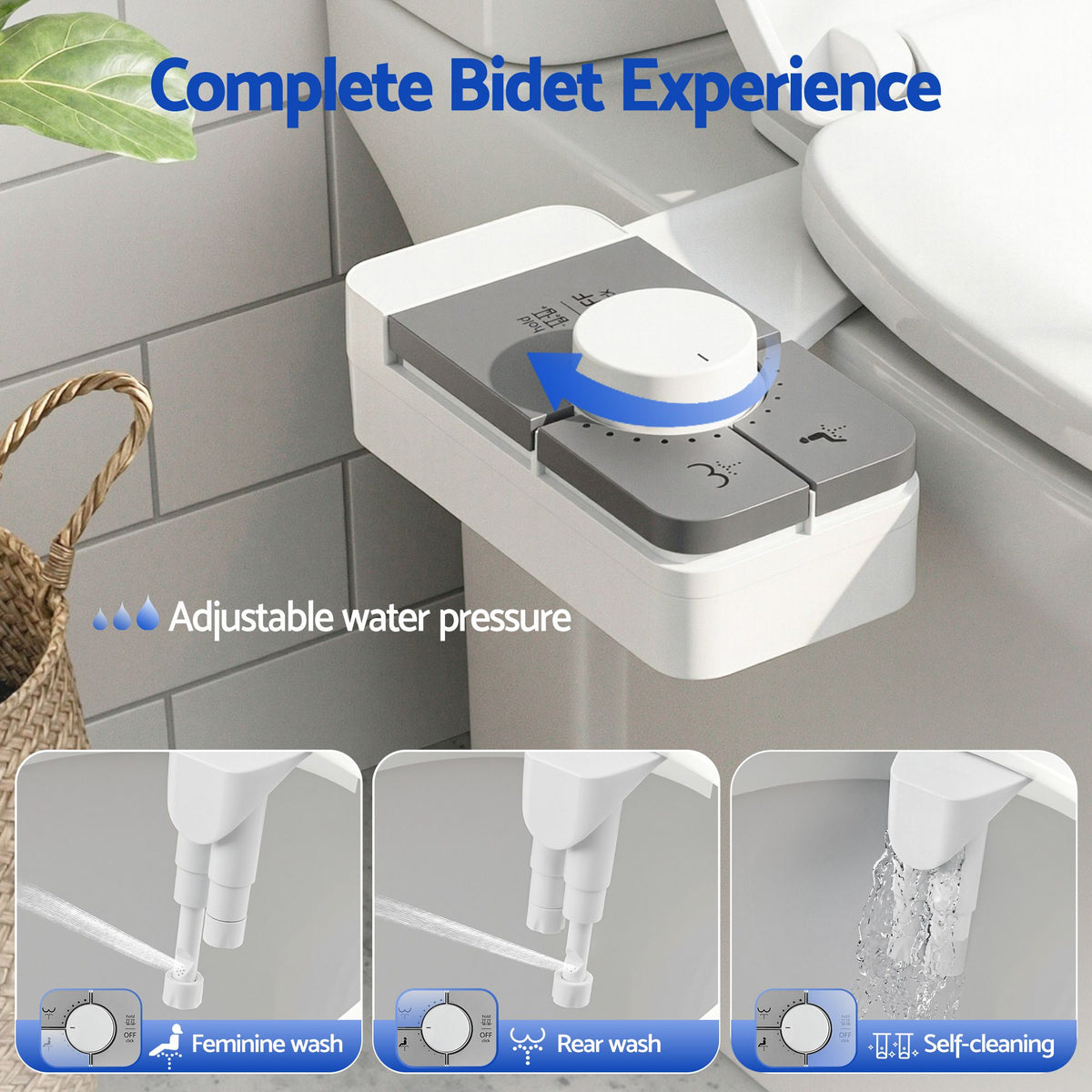 Cefito Non-Electric Ultra-Slim Bidet Attachment Detachable Bidet with Dual Nozzle Frontal & Rear Wash BIDET-PART-B012-WH