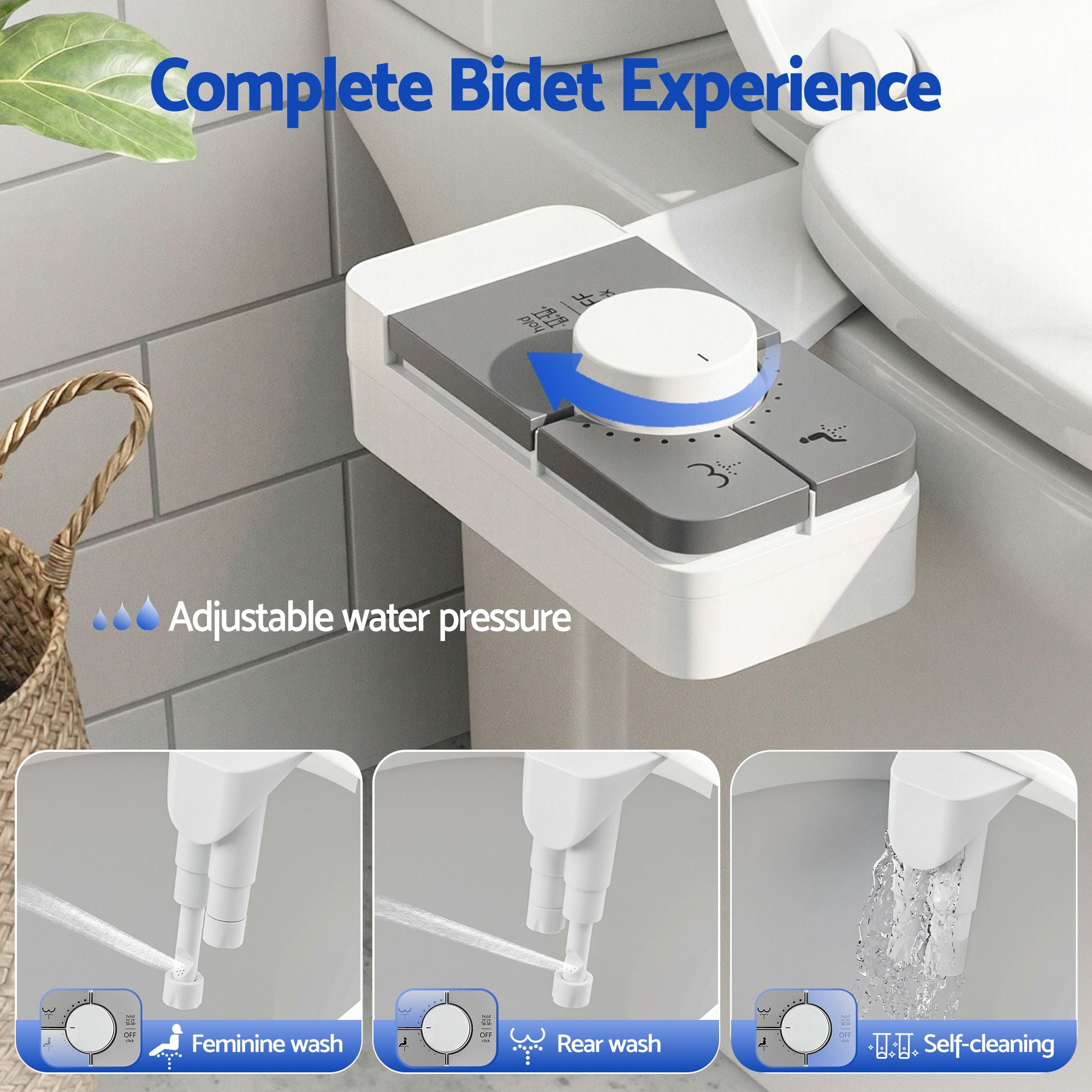 Cefito Non-Electric Ultra-Slim Bidet Attachment Detachable Bidet with Dual Nozzle Frontal & Rear Wash BIDET-PART-B012-WH