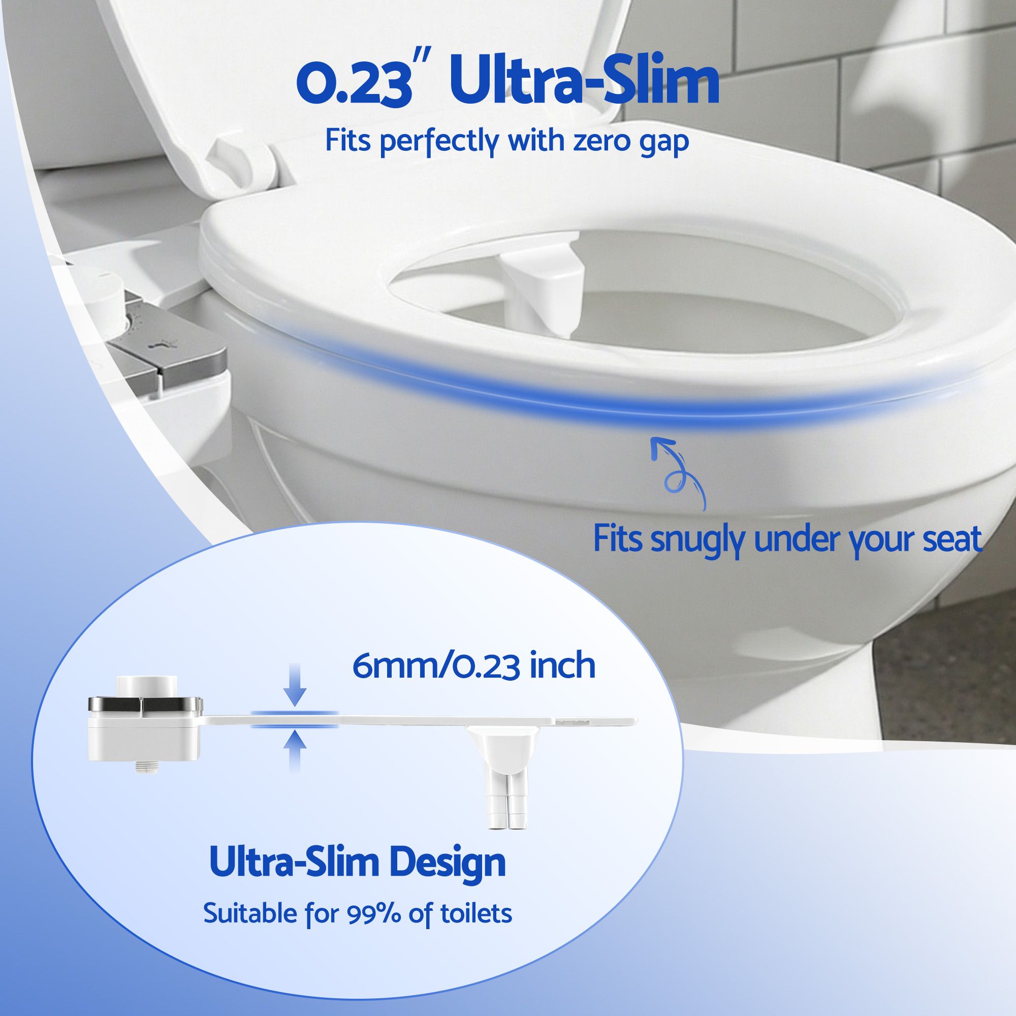Cefito Non-Electric Ultra-Slim Bidet Attachment Detachable Bidet with Dual Nozzle Frontal & Rear Wash BIDET-PART-B012-WH