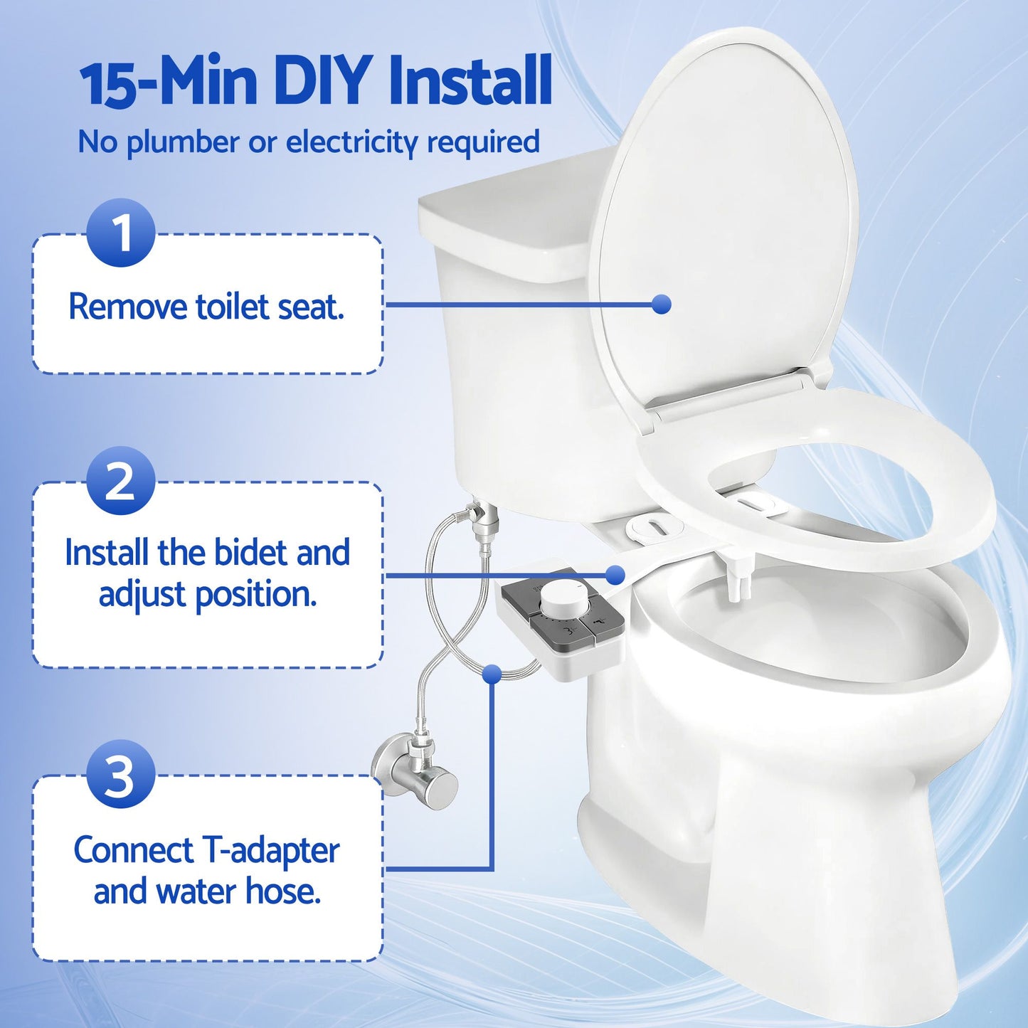 Cefito Non-Electric Ultra-Slim Bidet Attachment Detachable Bidet with Dual Nozzle Frontal & Rear Wash BIDET-PART-B012-WH
