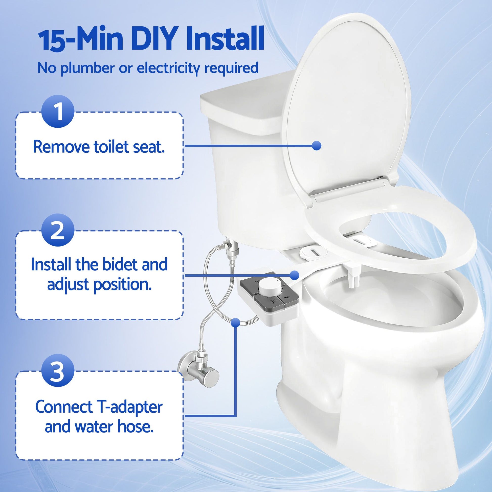 Cefito Non-Electric Ultra-Slim Bidet Attachment Detachable Bidet with Dual Nozzle Frontal & Rear Wash BIDET-PART-B012-WH