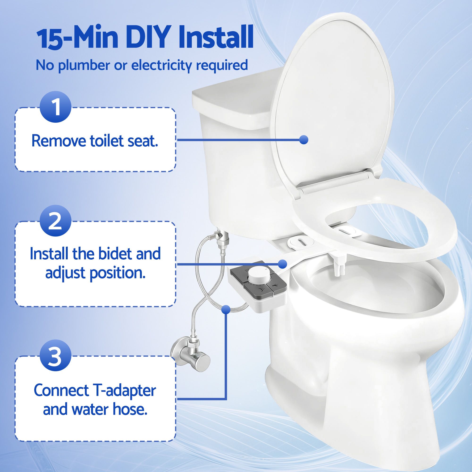 Cefito Non-Electric Ultra-Slim Bidet Attachment Detachable Bidet with Dual Nozzle Frontal & Rear Wash BIDET-PART-B012-WH