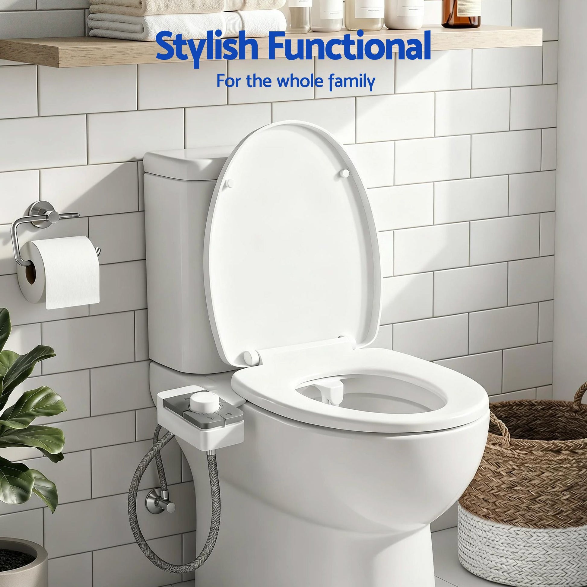 Cefito Non-Electric Ultra-Slim Bidet Attachment Detachable Bidet with Dual Nozzle Frontal & Rear Wash BIDET-PART-B012-WH