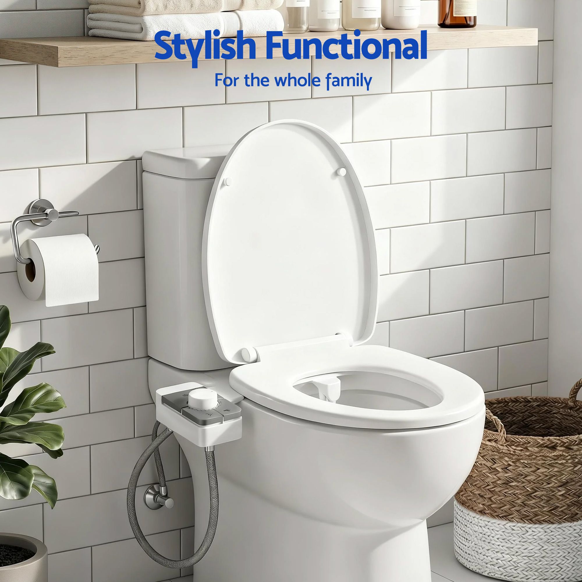 Cefito Non-Electric Ultra-Slim Bidet Attachment Detachable Bidet with Dual Nozzle Frontal & Rear Wash BIDET-PART-B012-WH