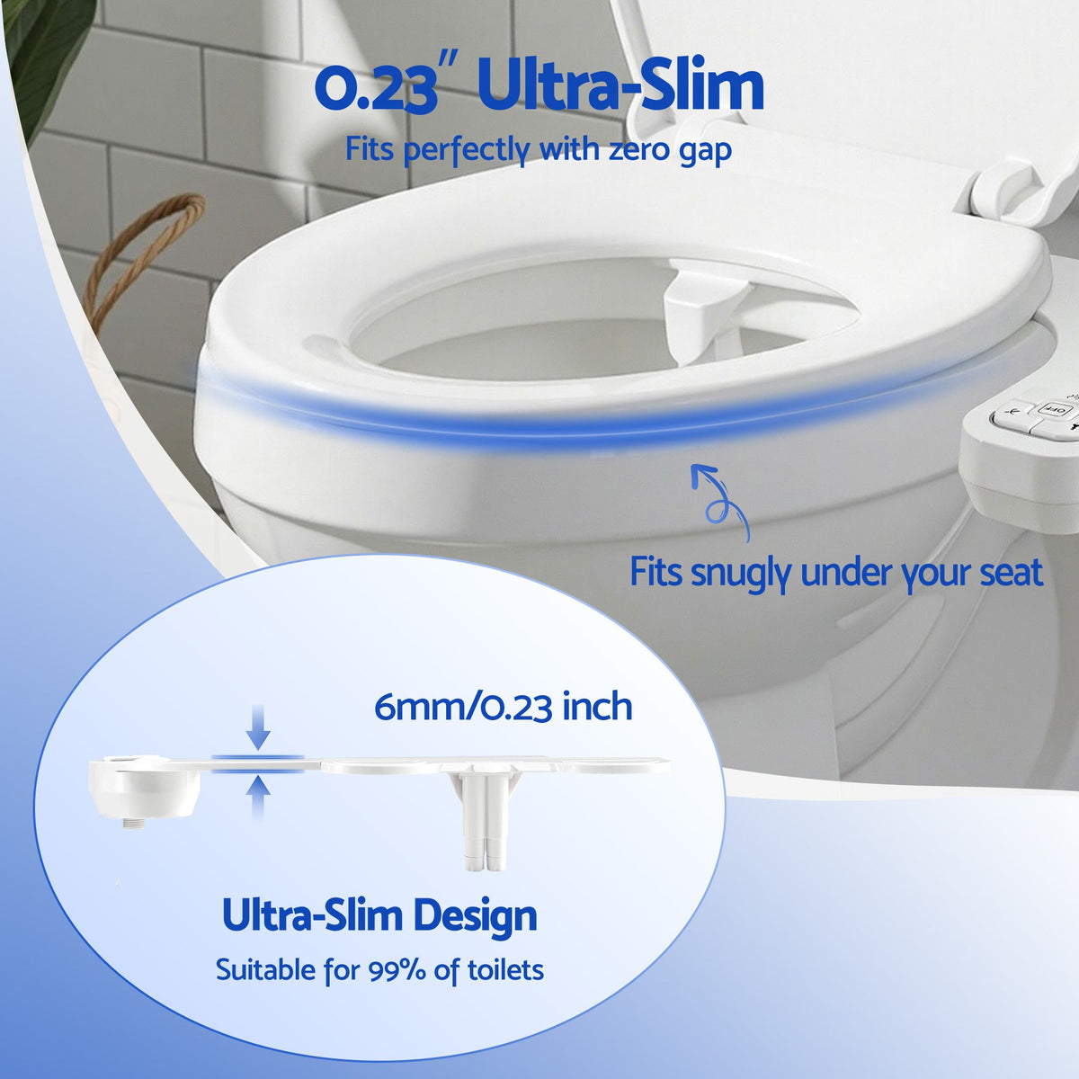 Cefito Ultra-Slim Bidet Attachment Detachable Bidet with Self-Cleaning Dual Nozzle Non-Electric Adjustable BIDET-PART-B014-WH