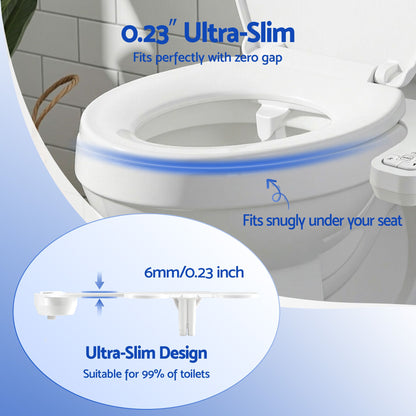 Cefito Ultra-Slim Bidet Attachment Detachable Bidet with Self-Cleaning Dual Nozzle Non-Electric Adjustable BIDET-PART-B014-WH