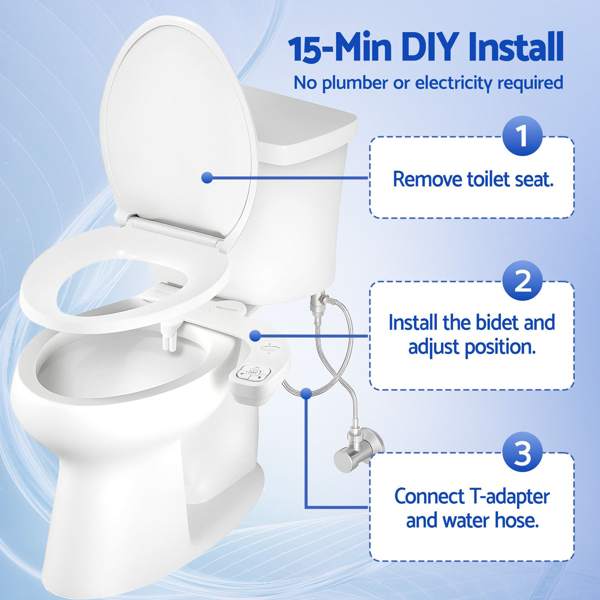 Cefito Ultra-Slim Bidet Attachment Detachable Bidet with Self-Cleaning Dual Nozzle Non-Electric Adjustable BIDET-PART-B014-WH