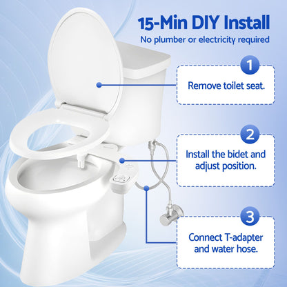 Cefito Ultra-Slim Bidet Attachment Detachable Bidet with Self-Cleaning Dual Nozzle Non-Electric Adjustable BIDET-PART-B014-WH