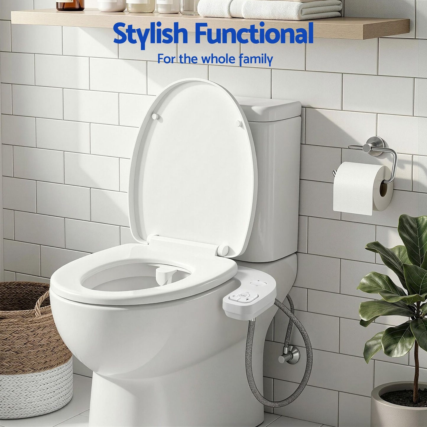 Cefito Ultra-Slim Bidet Attachment Detachable Bidet with Self-Cleaning Dual Nozzle Non-Electric Adjustable BIDET-PART-B014-WH