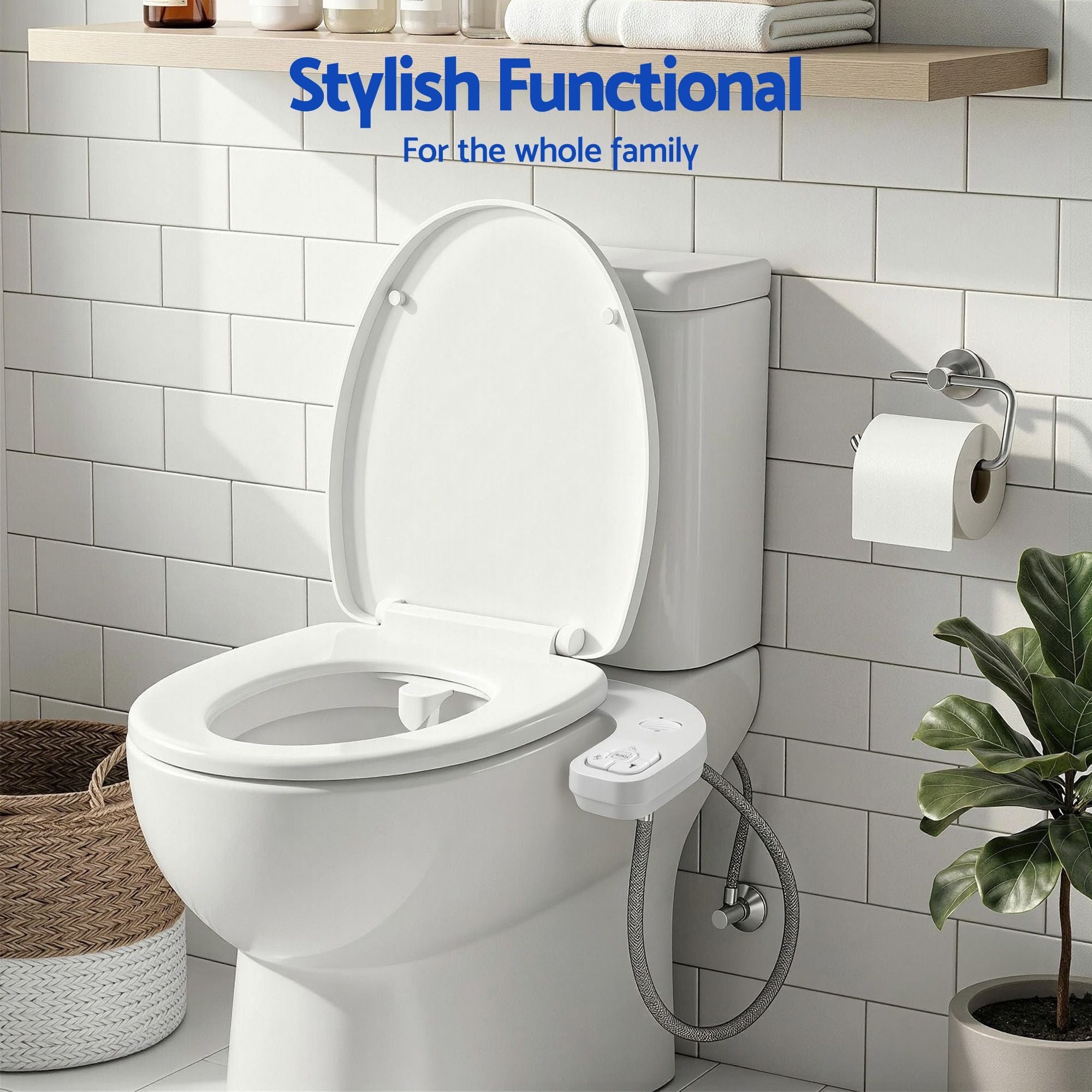 Cefito Ultra-Slim Bidet Attachment Detachable Bidet with Self-Cleaning Dual Nozzle Non-Electric Adjustable BIDET-PART-B014-WH