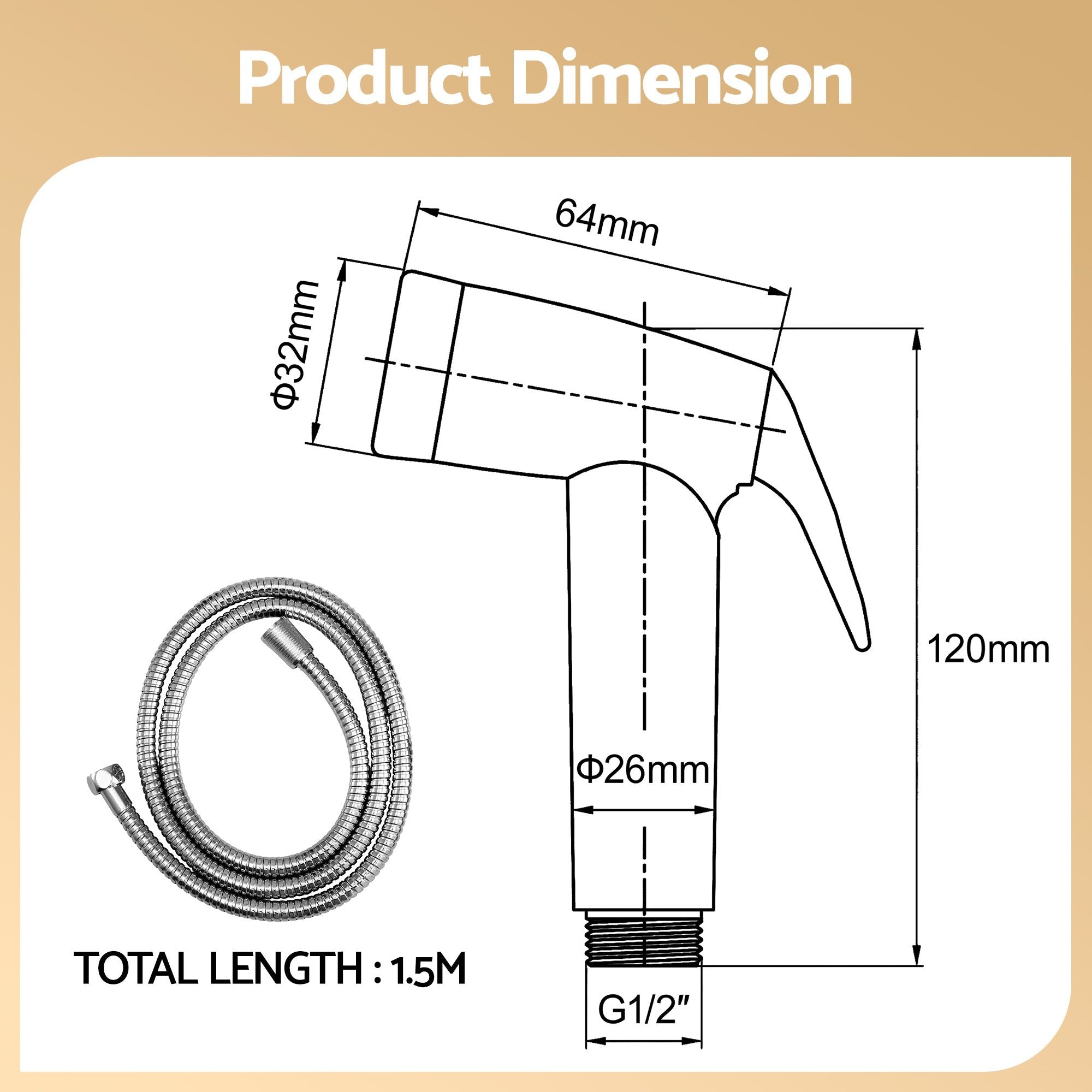 Cefito Handheld Bidet Sprayer for Toilet 1.5m Stainless Steel Hose Jet Spray for Feminine Wash Cloth Diaper BIDET-PART-SPRAY-SV